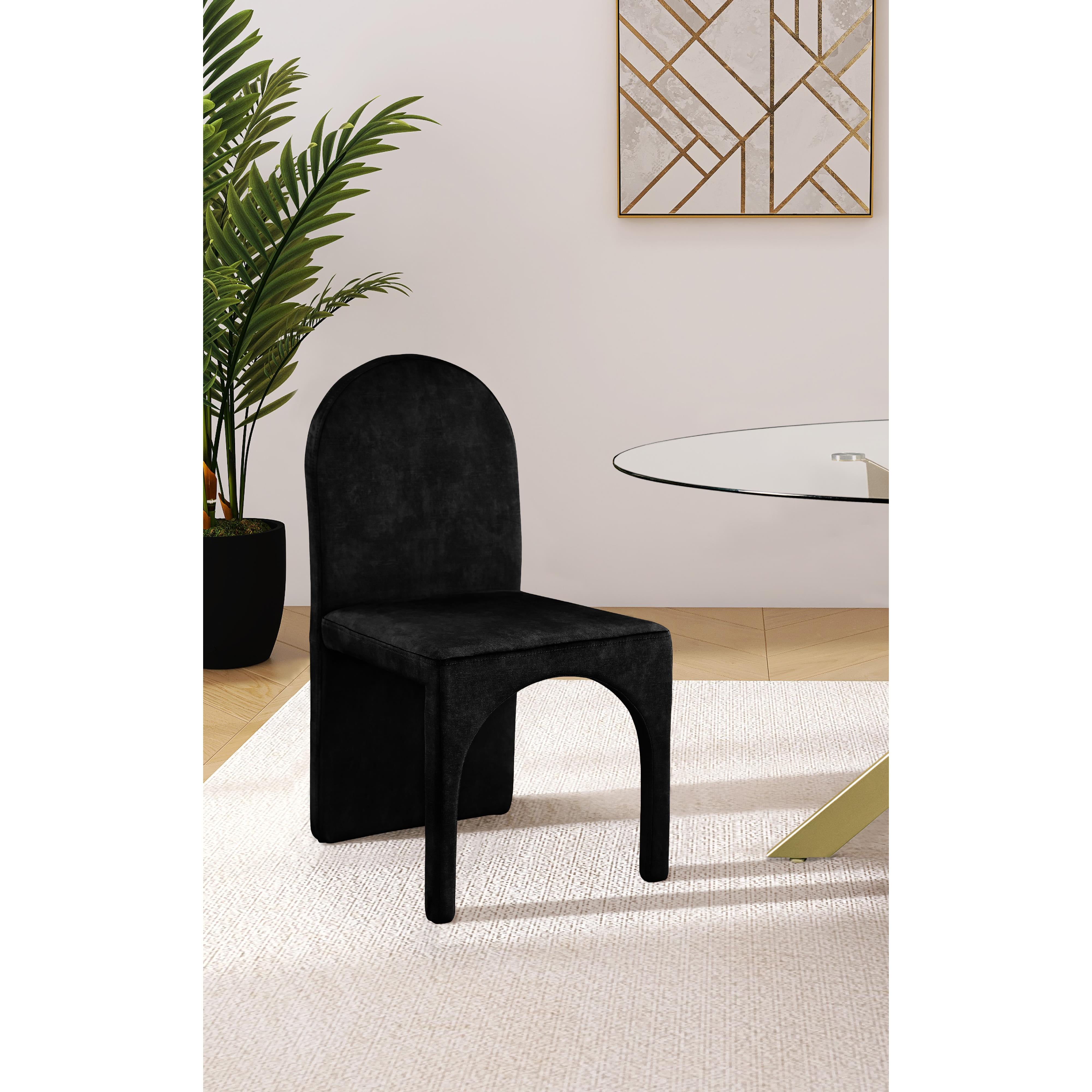 Meridian Summer Black Velvet Dining Side Chair
