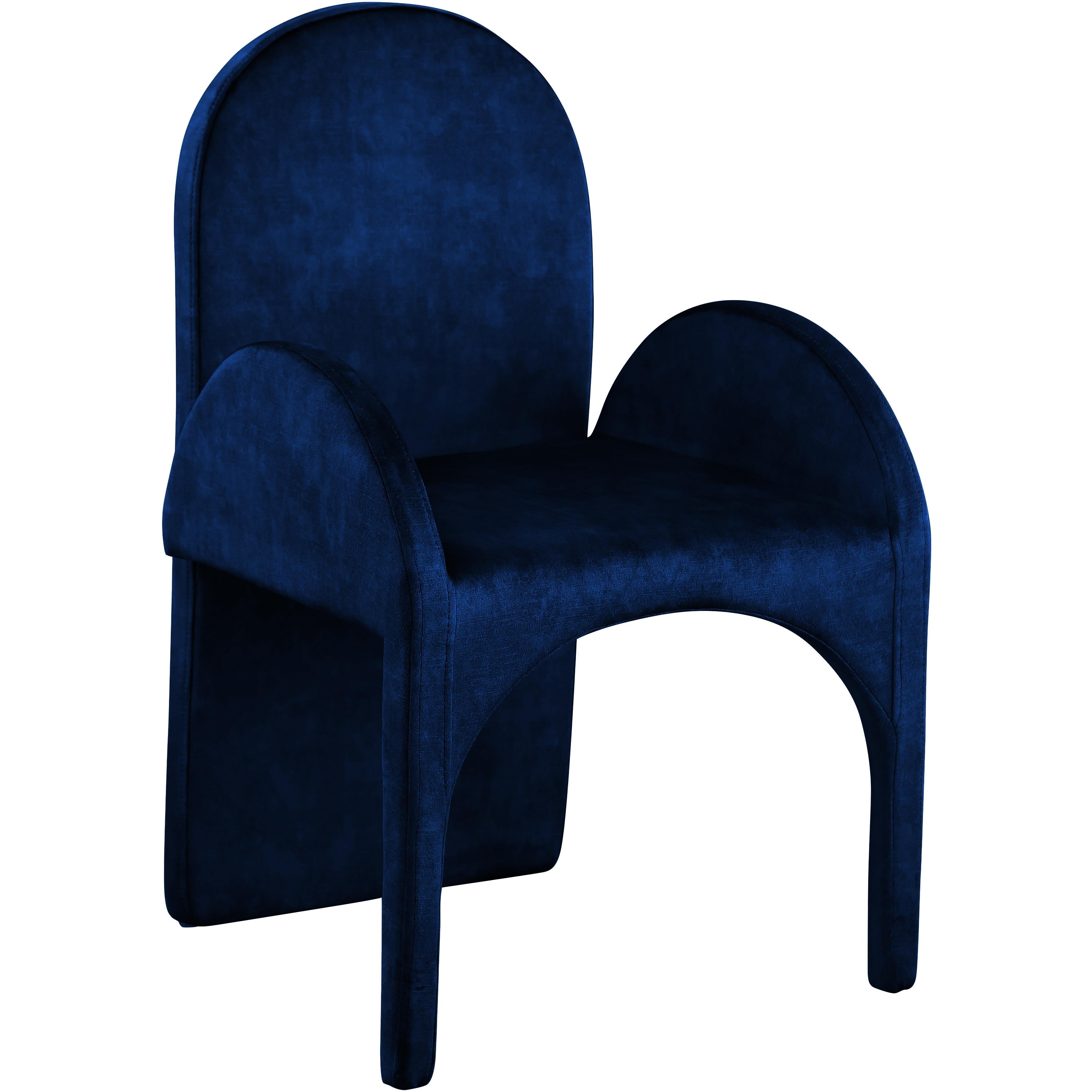 Meridian Summer Navy Velvet Dining Arm Chair