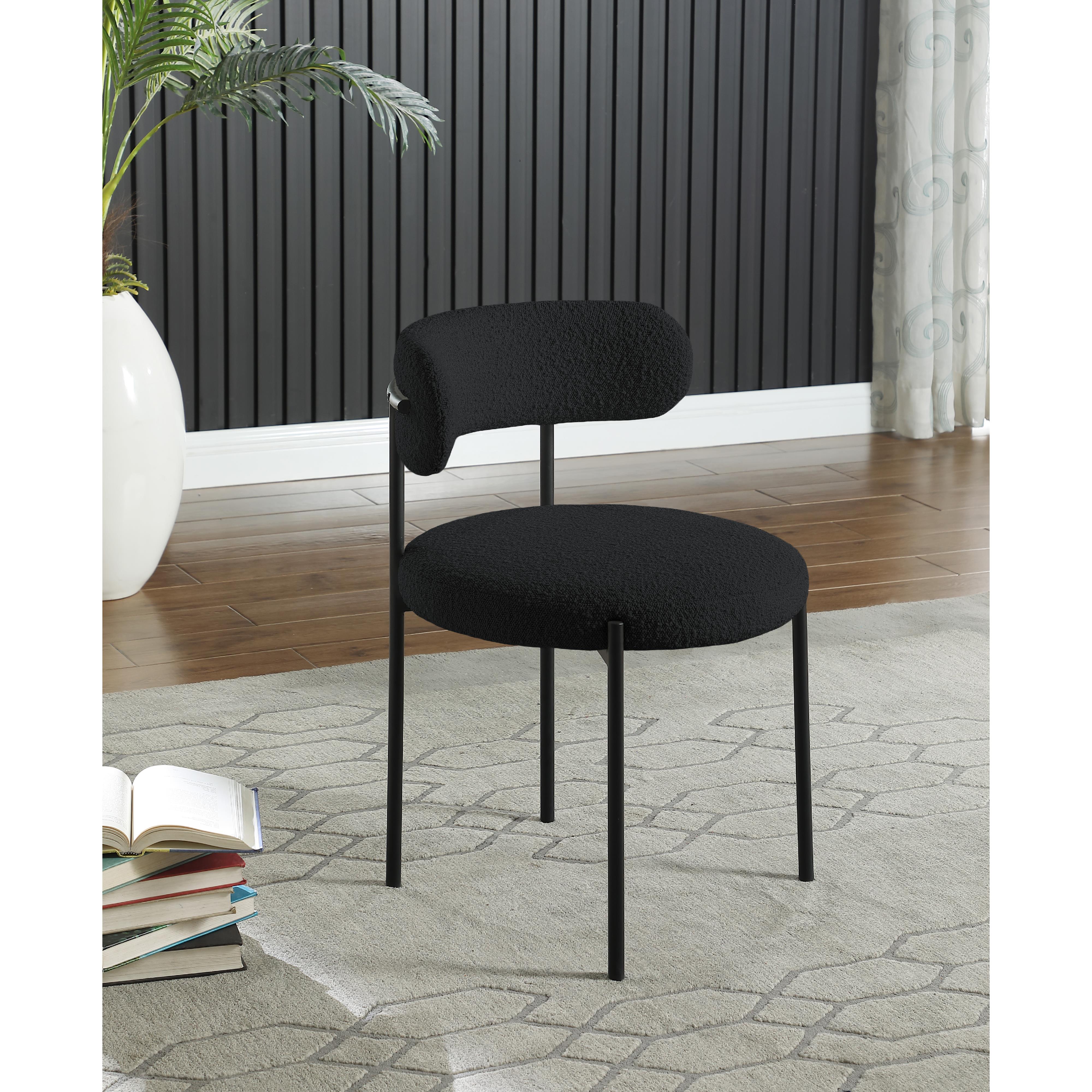Meridian Beacon Black Boucle Fabric Dining Chair