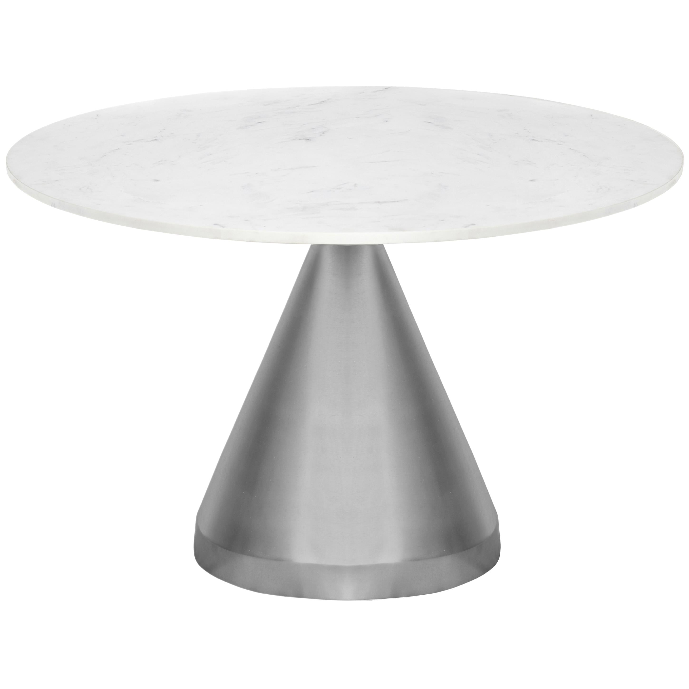Meridian Emery White Marble Dining Table