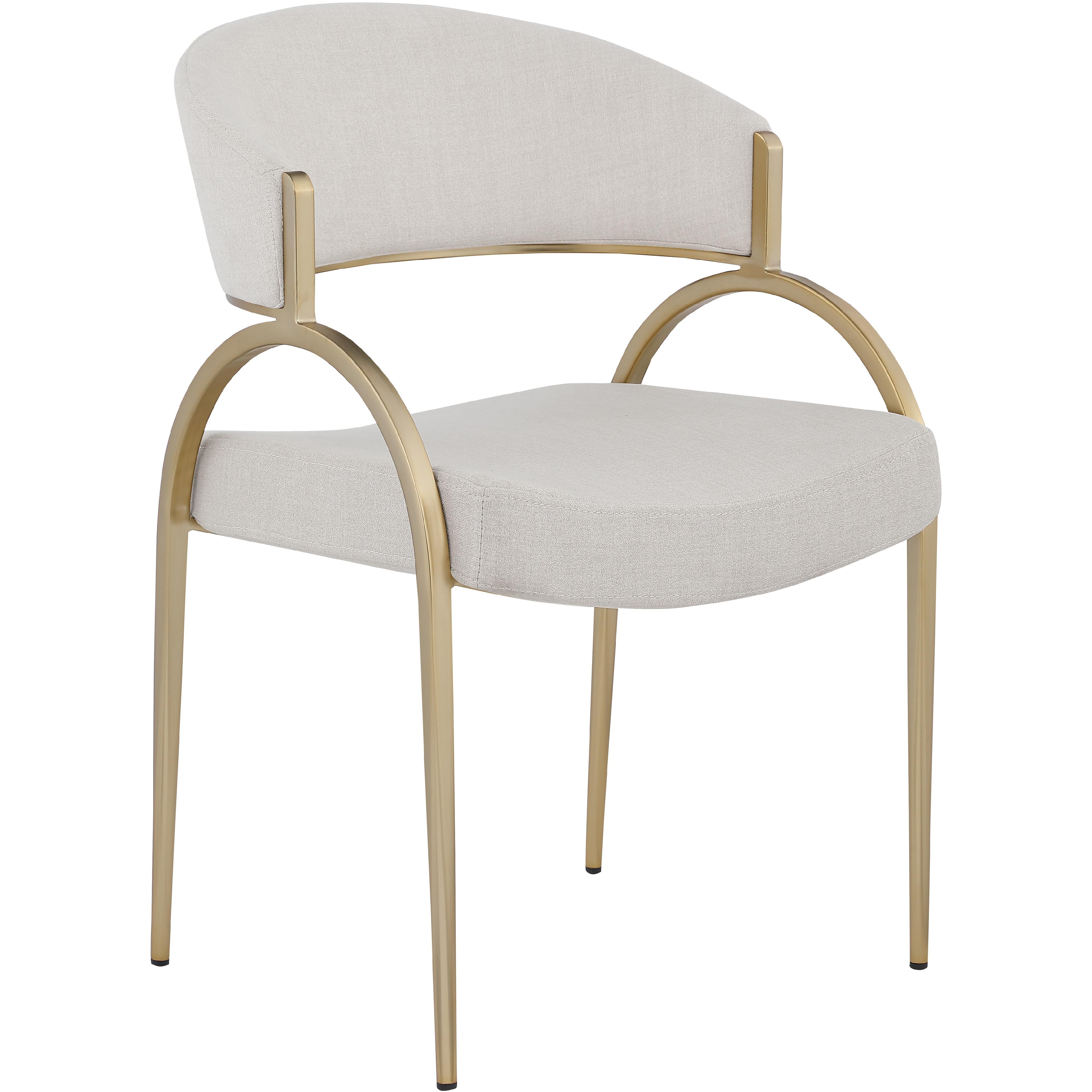 Meridian Privet Beige Linen Textured Fabric Dining Chair