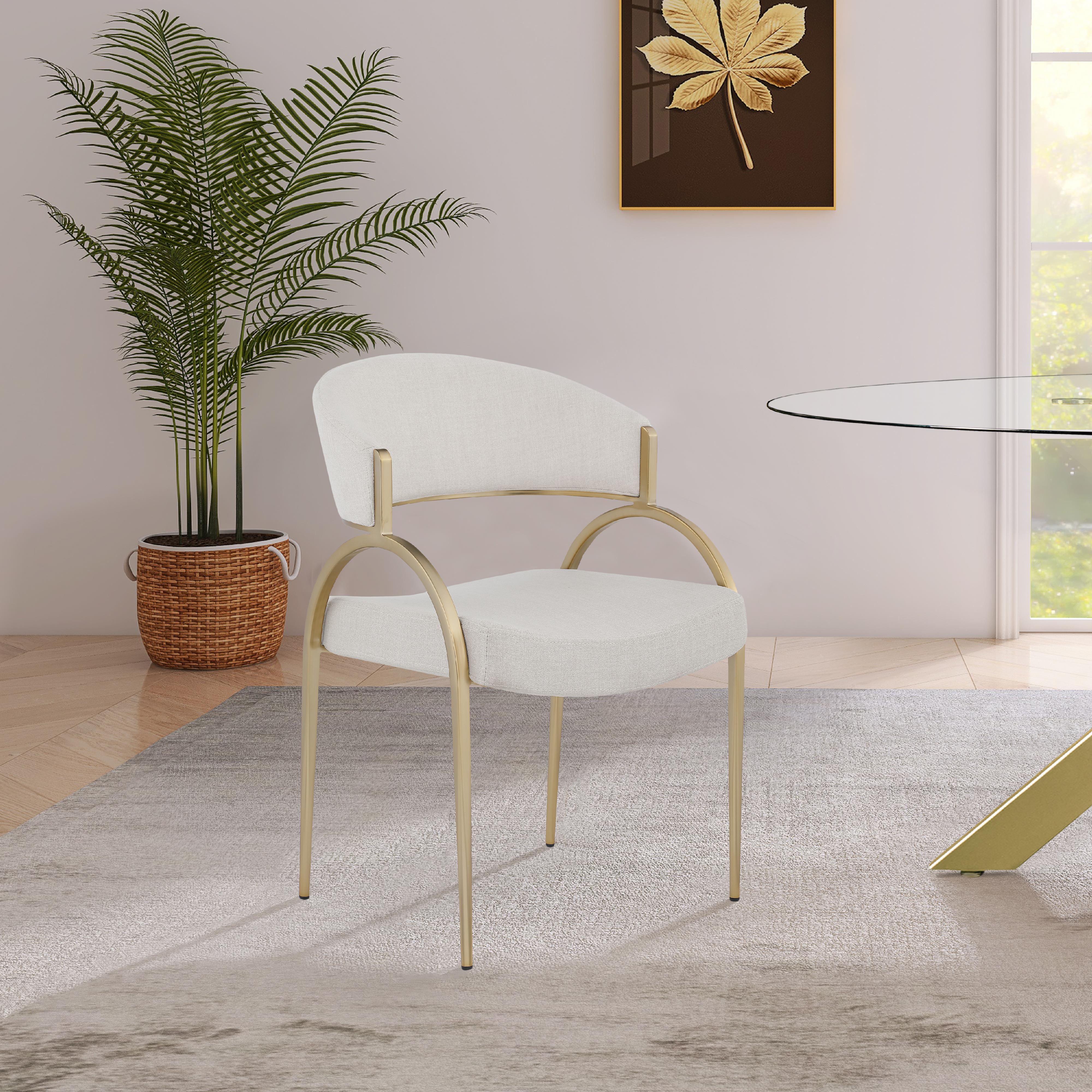 Meridian Privet Beige Linen Textured Fabric Dining Chair