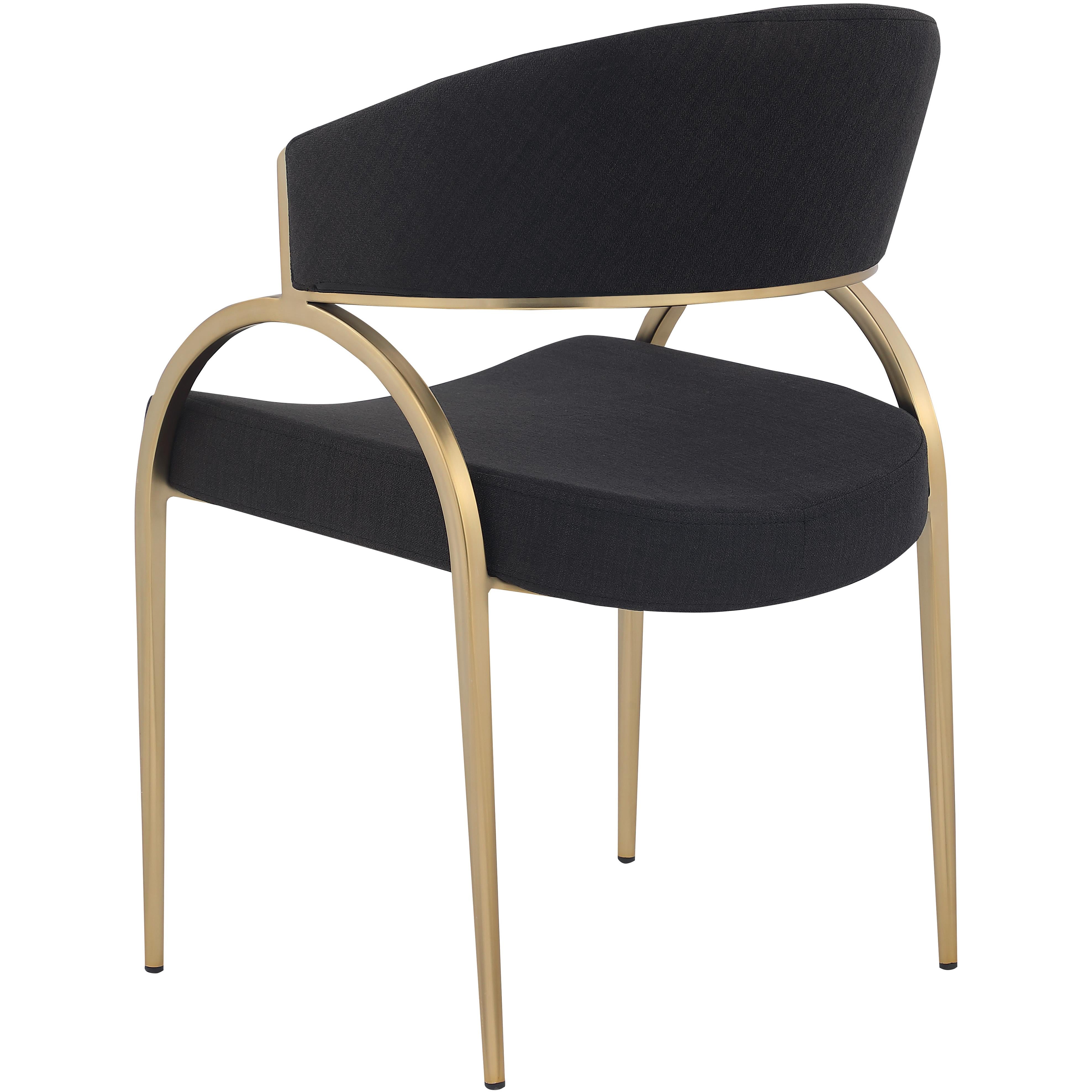 Meridian Privet Black Linen Textured Fabric Dining Chair