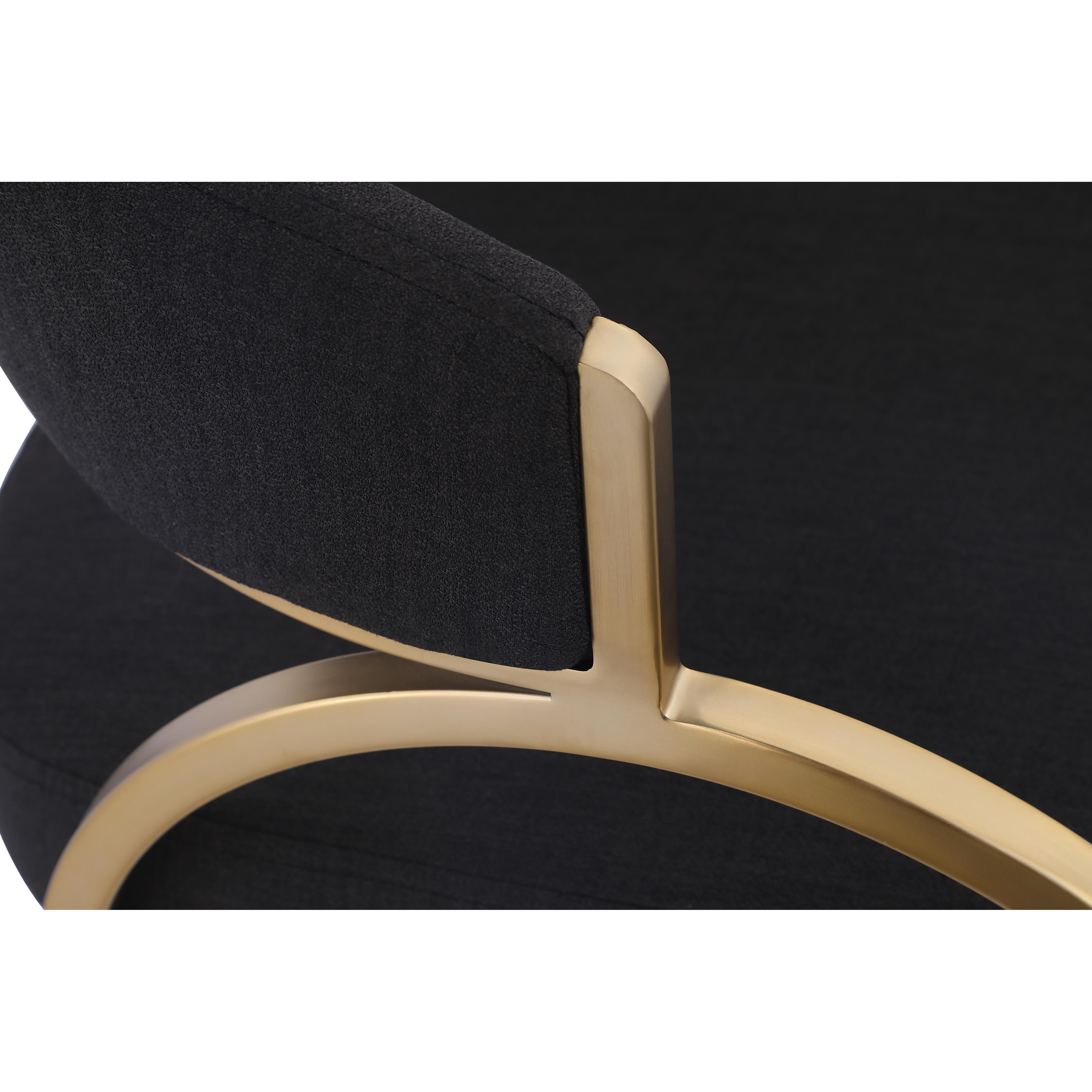 Meridian Privet Black Linen Textured Fabric Dining Chair