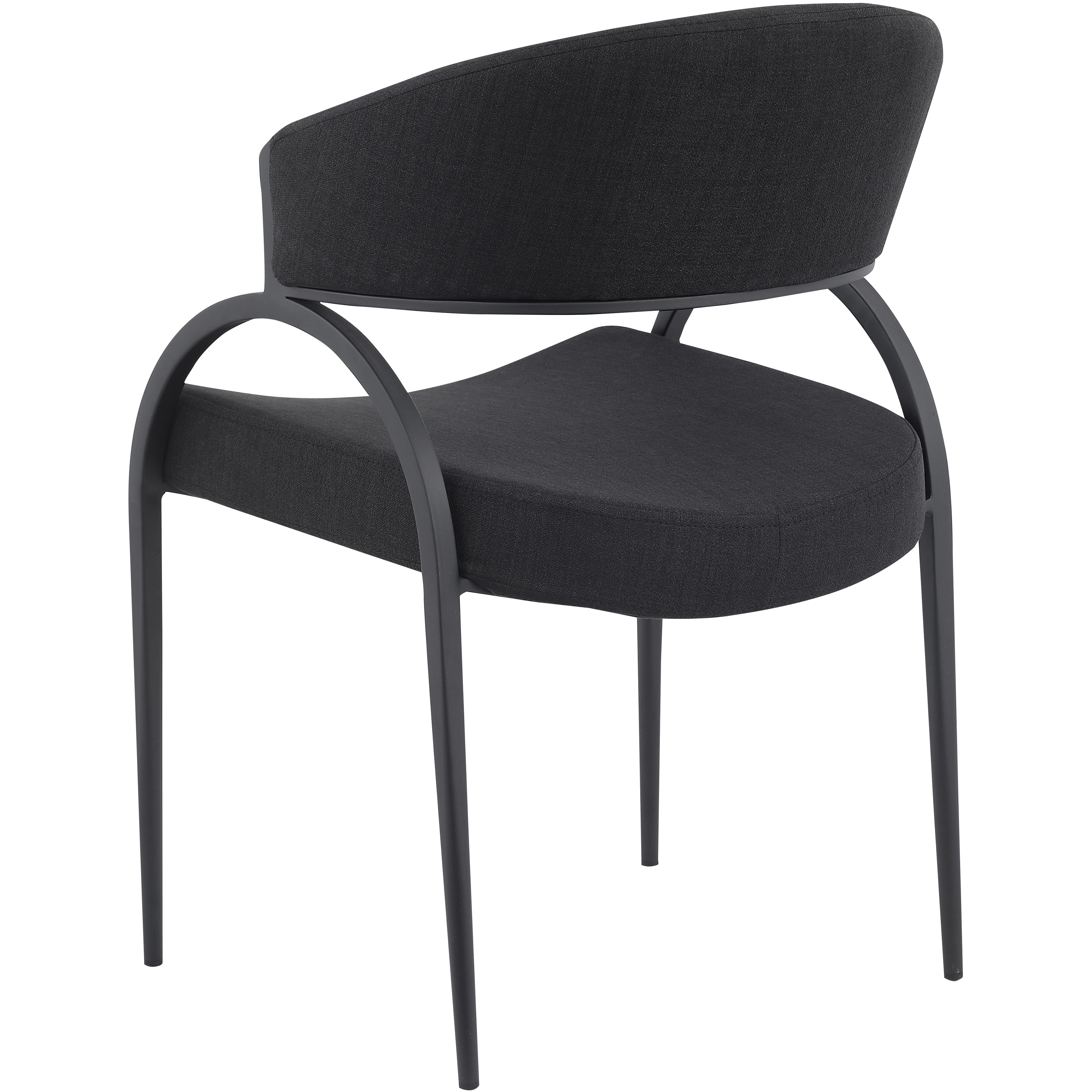 Meridian Privet Black Linen Textured Fabric Dining Chair
