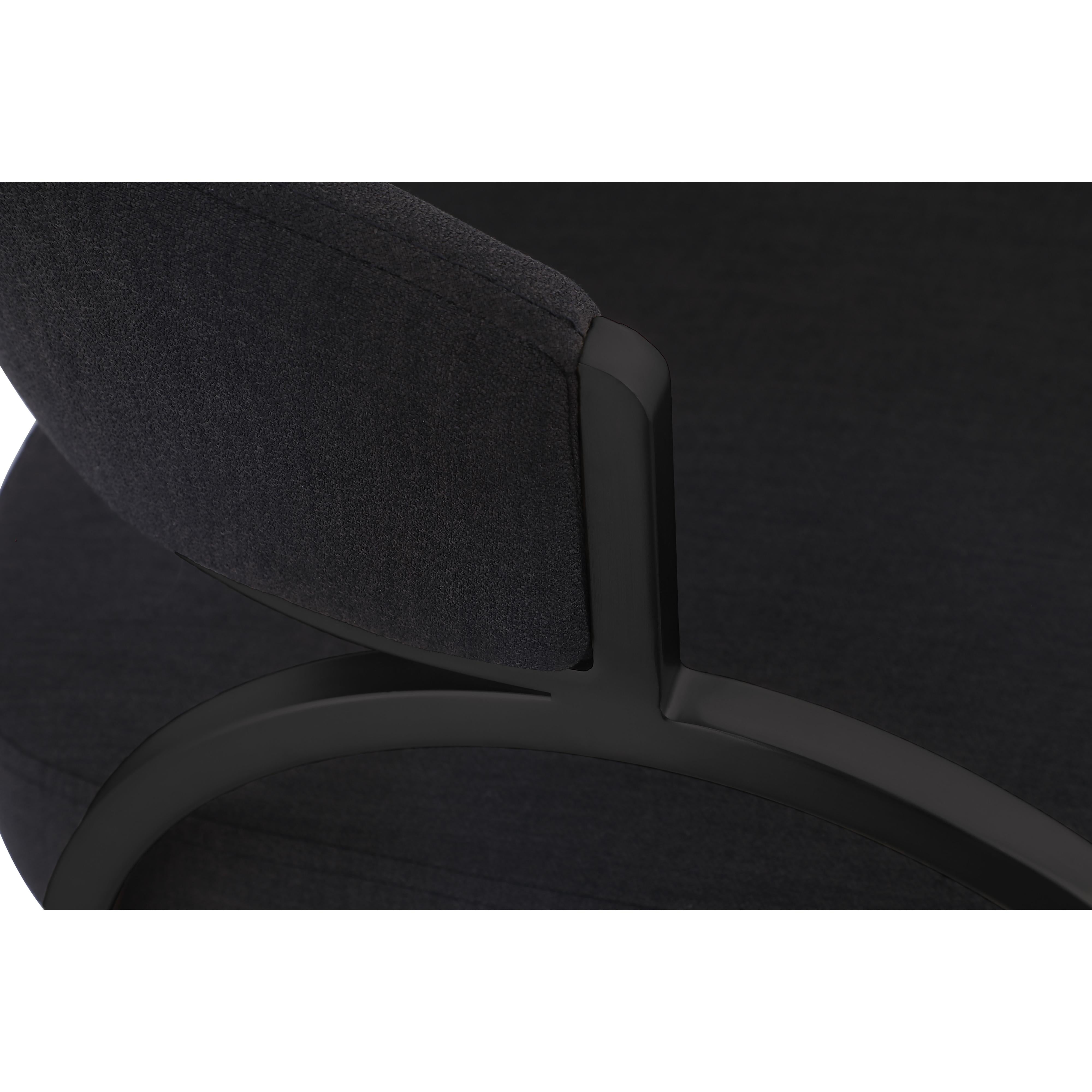 Meridian Privet Black Linen Textured Fabric Dining Chair