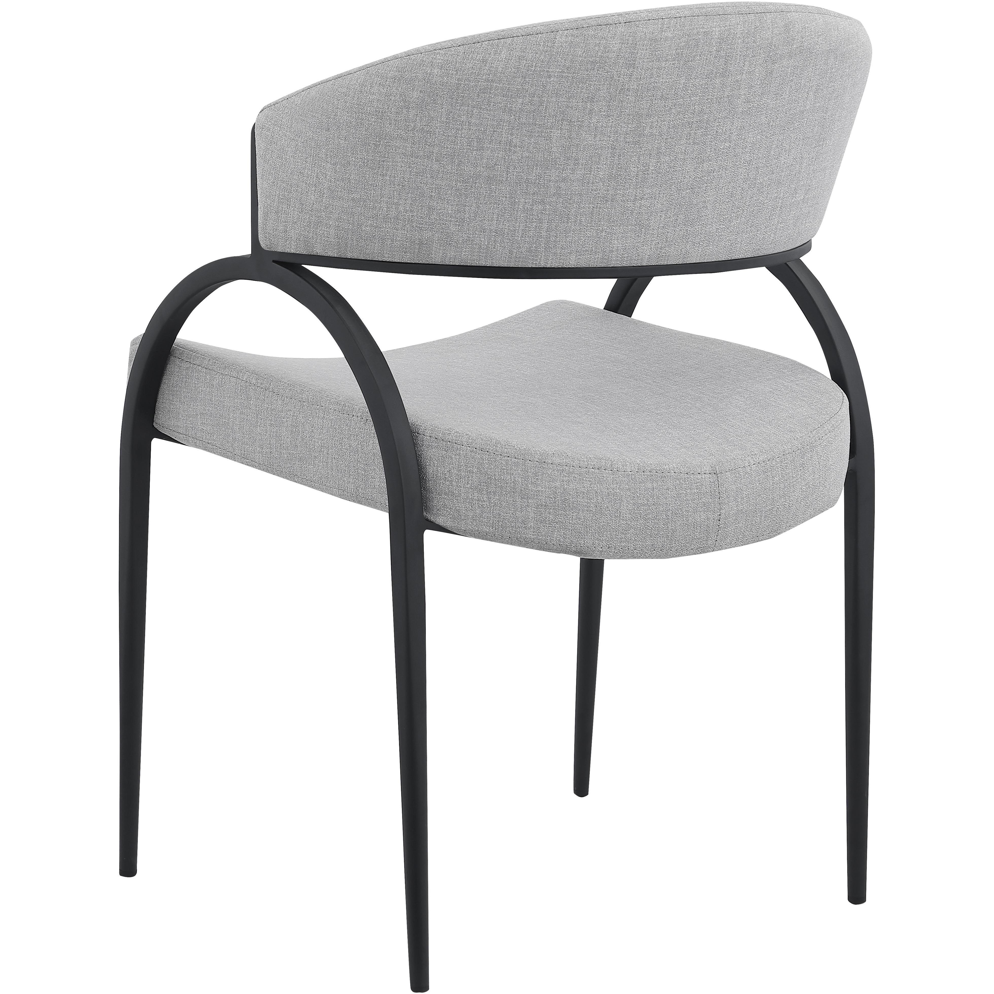 Meridian Privet Grey Linen Textured Fabric Dining Chair