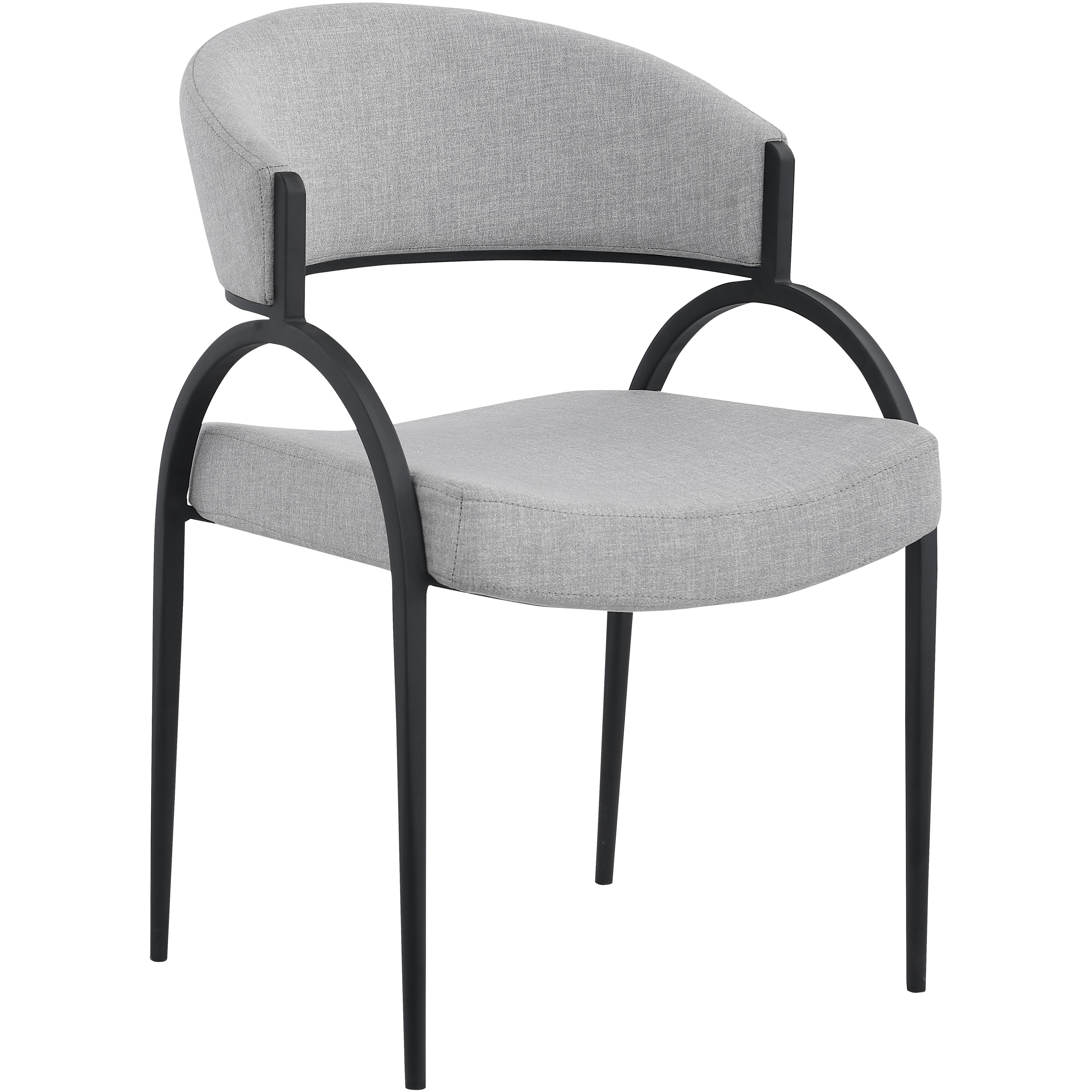 Meridian Privet Grey Linen Textured Fabric Dining Chair