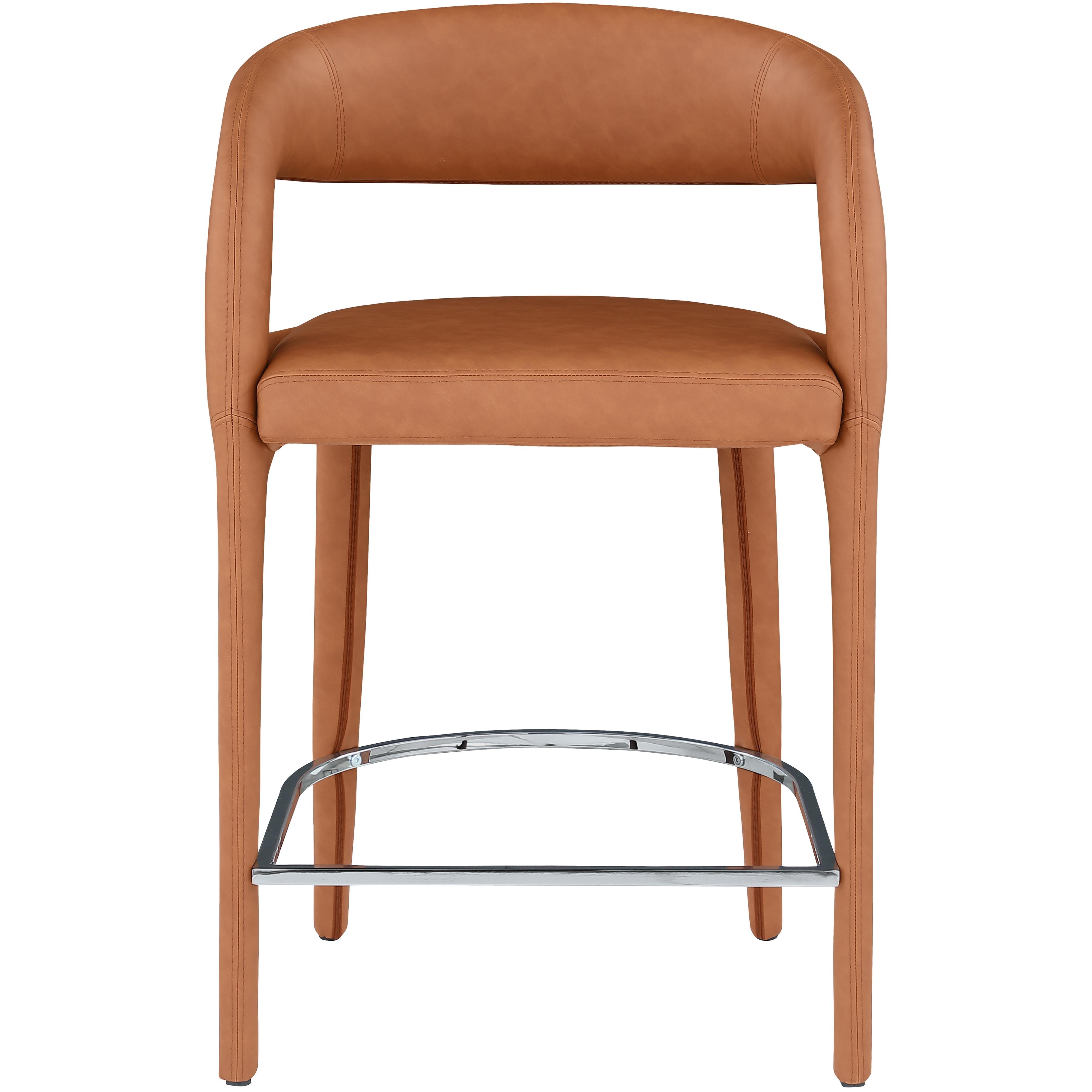 Meridian Sylvester Cognac Vegan Leather Stool
