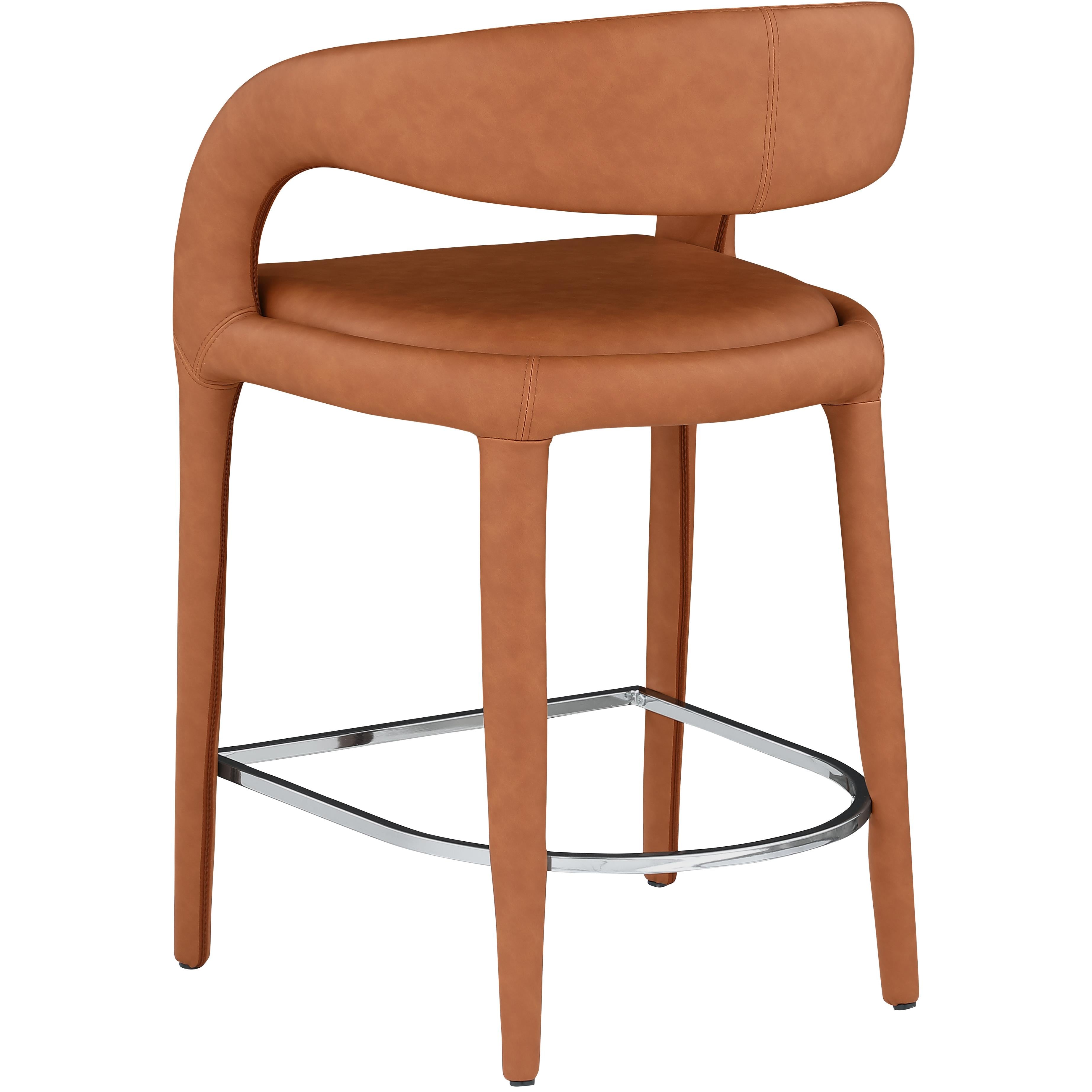 Meridian Sylvester Cognac Vegan Leather Stool