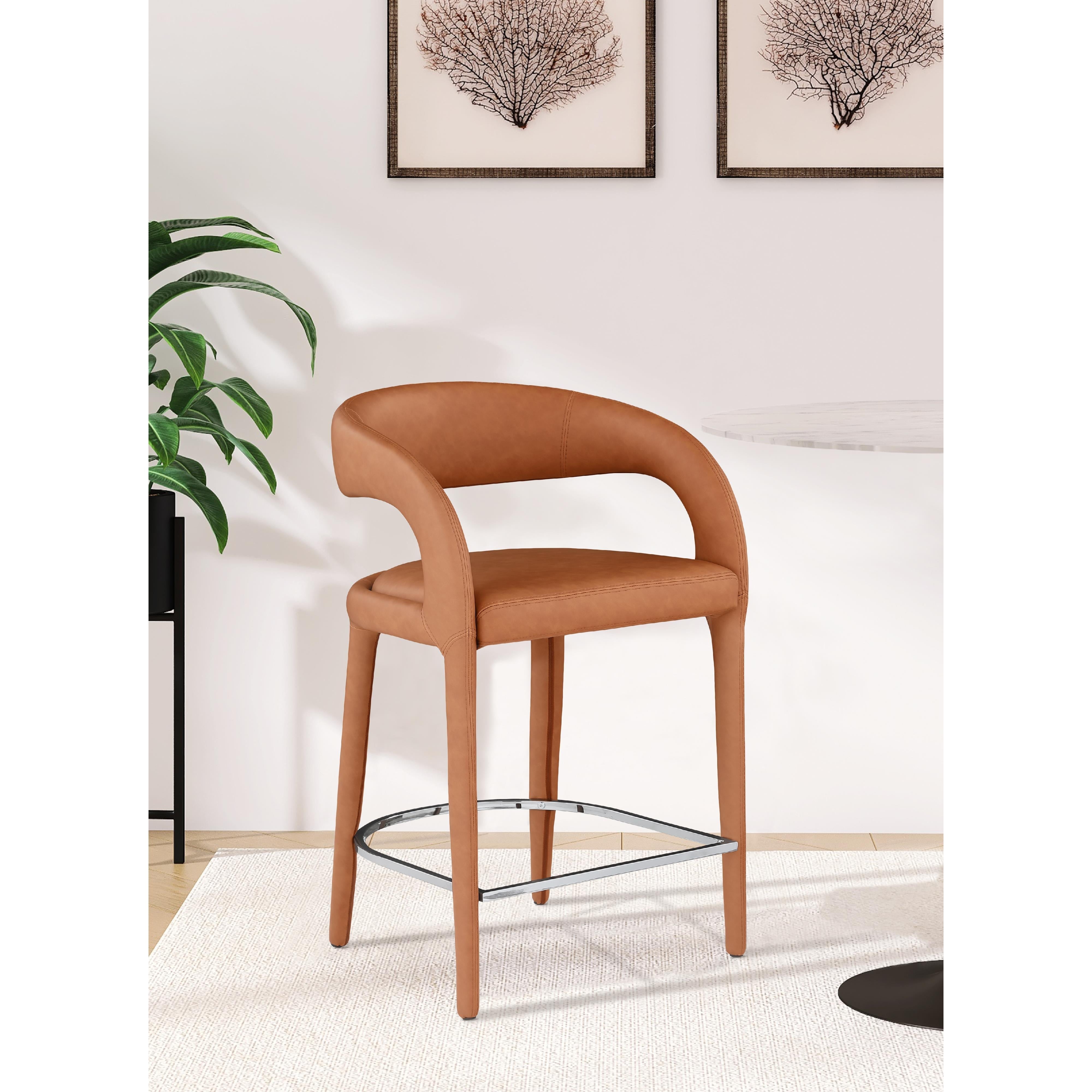 Meridian Sylvester Cognac Vegan Leather Stool