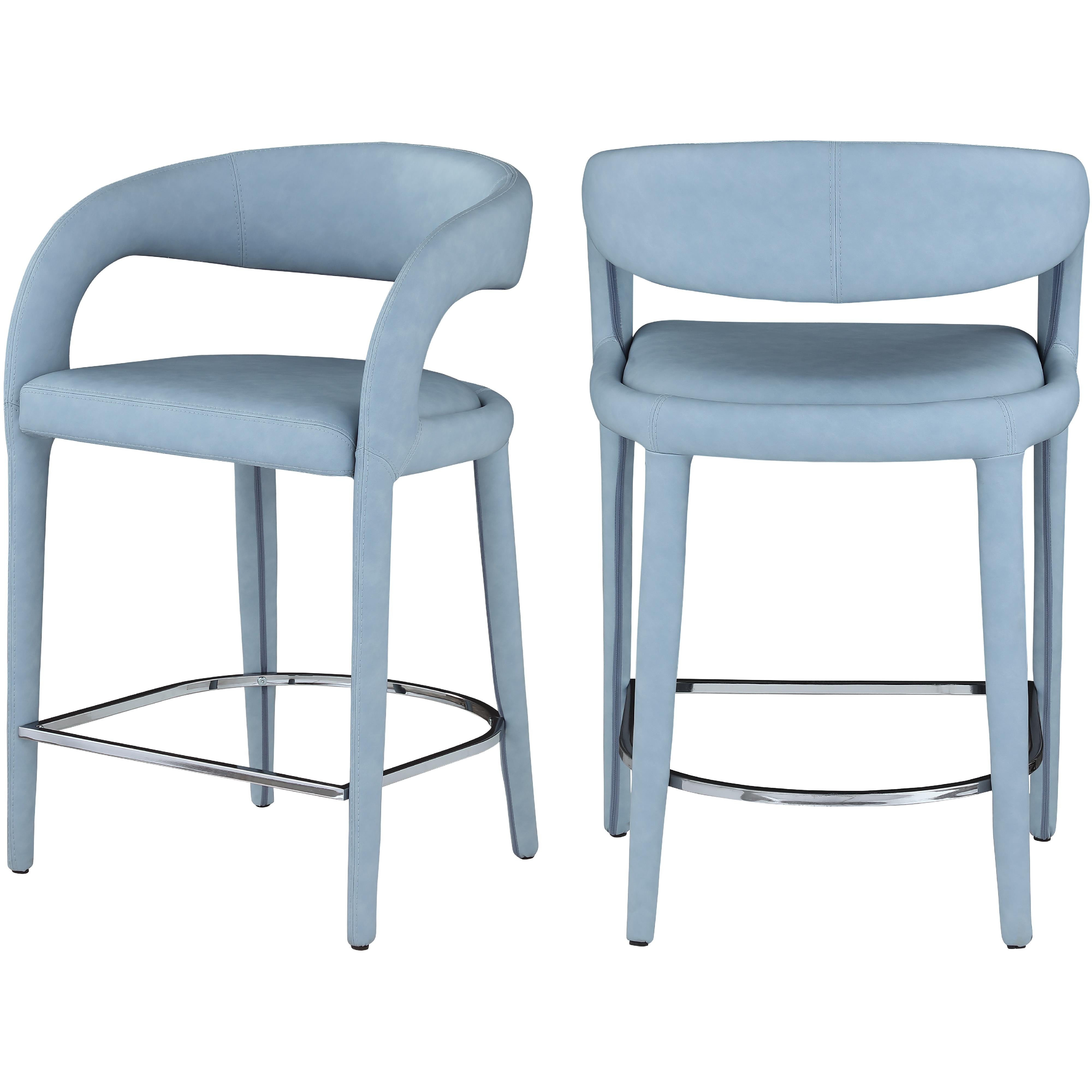 Meridian Sylvester Light Blue Vegan Leather Stool