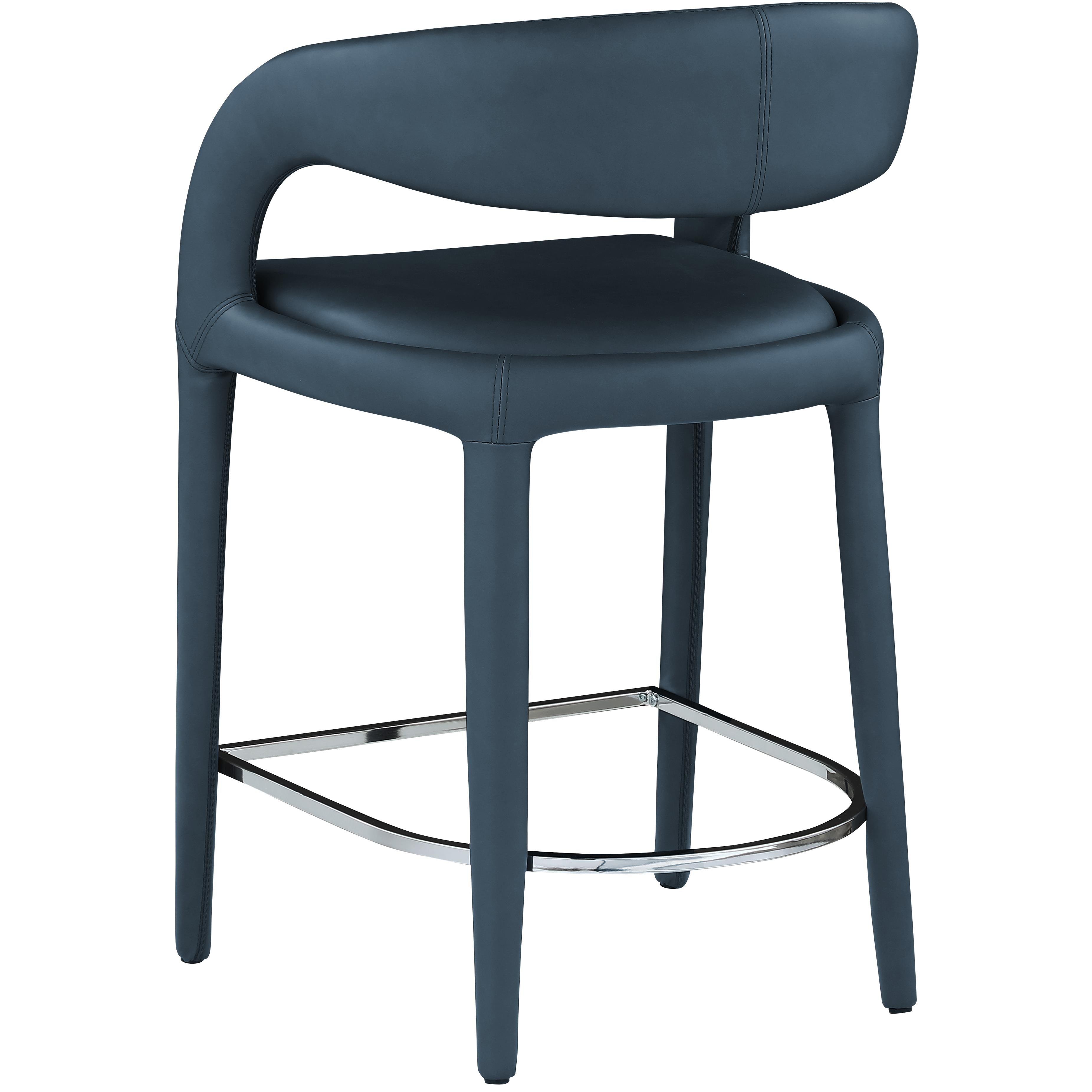 Meridian Sylvester Navy Vegan Leather Stool
