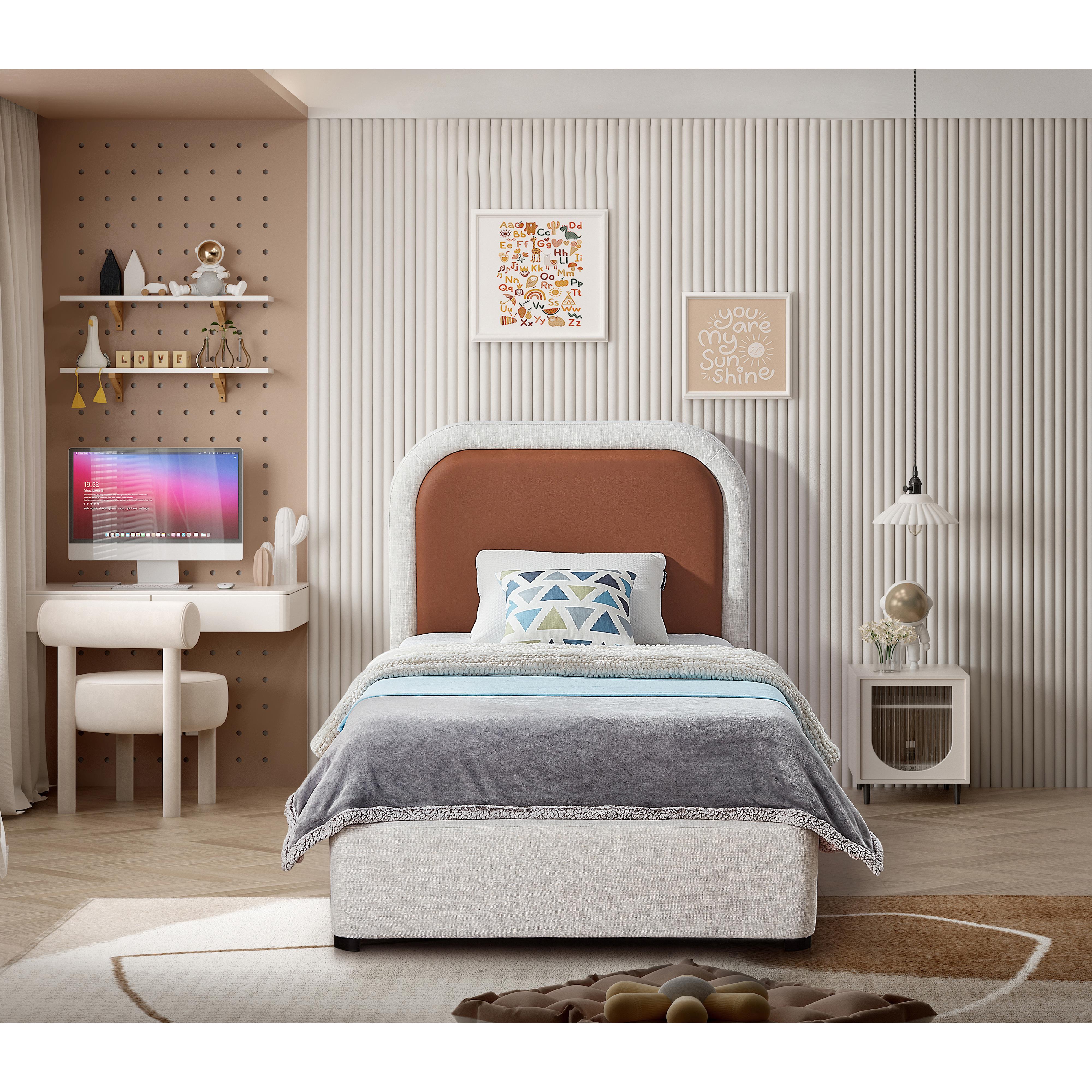 Meridian Blake Brown Vegan Leather Twin Bed