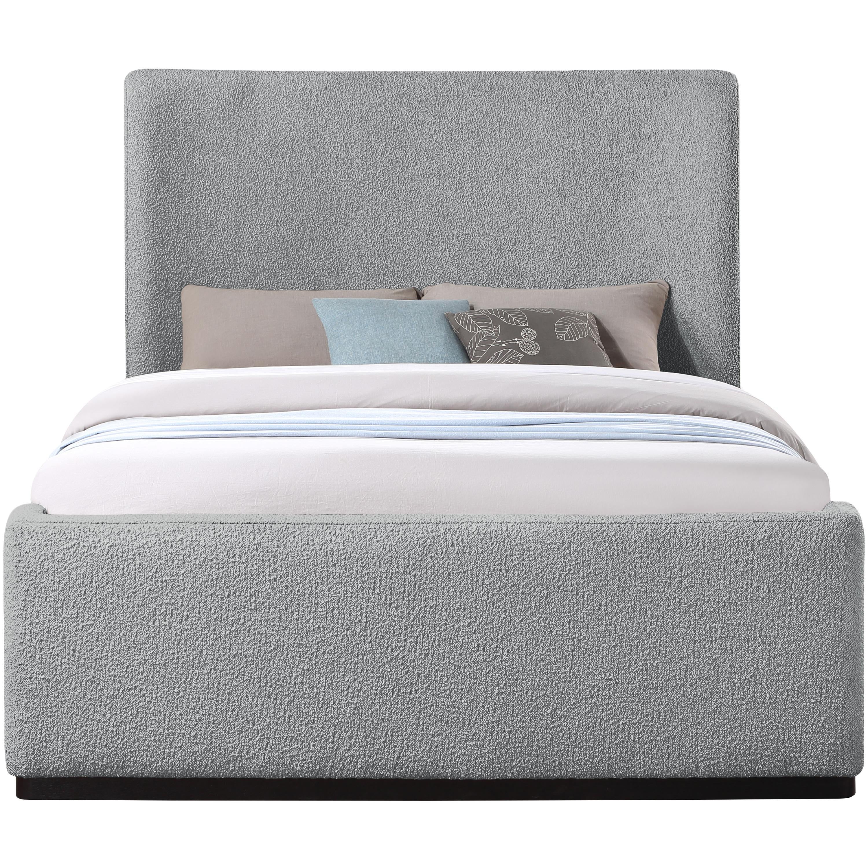 Meridian Oliver Grey Boucle Fabric King Bed (3 Boxes)