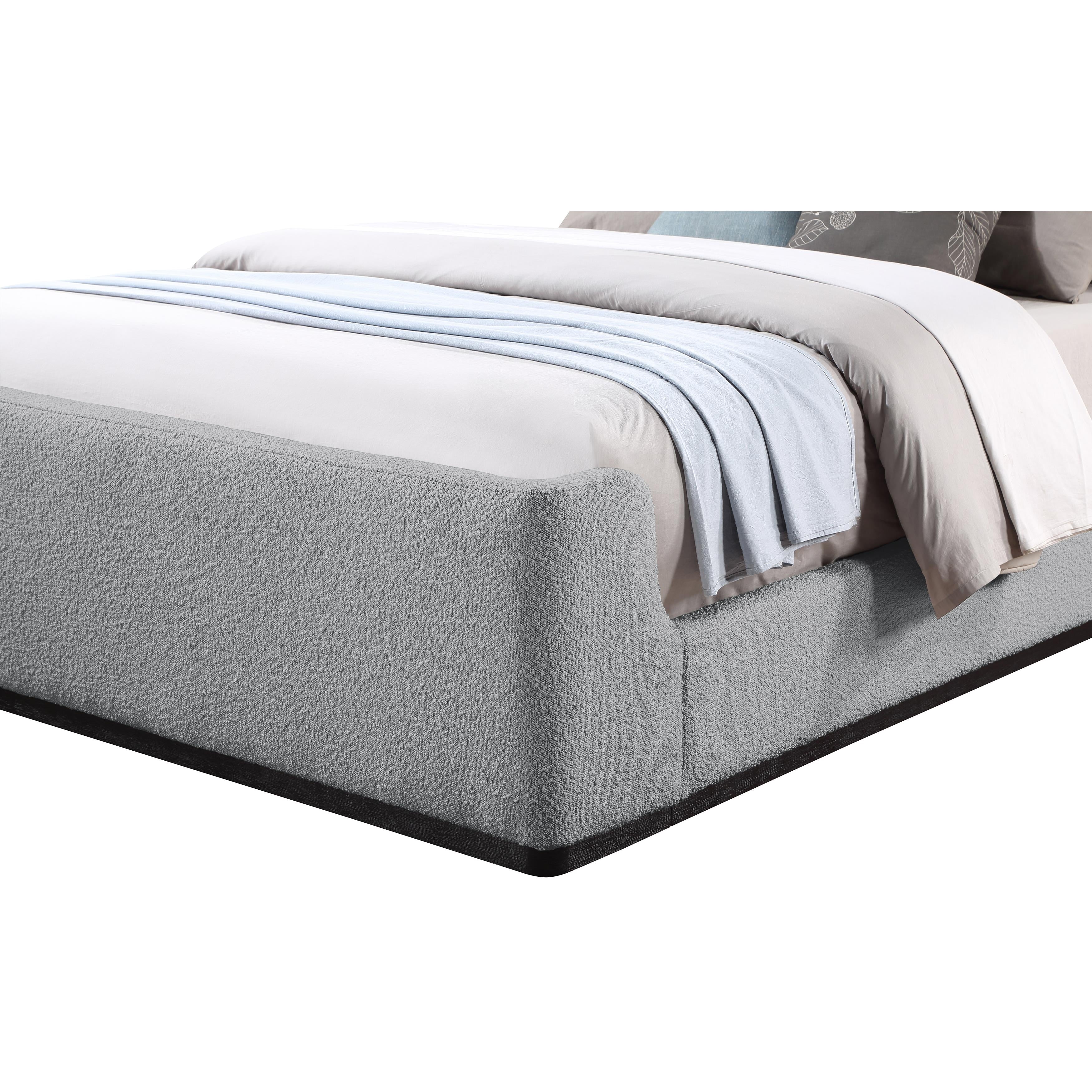 Meridian Oliver Grey Boucle Fabric King Bed (3 Boxes)