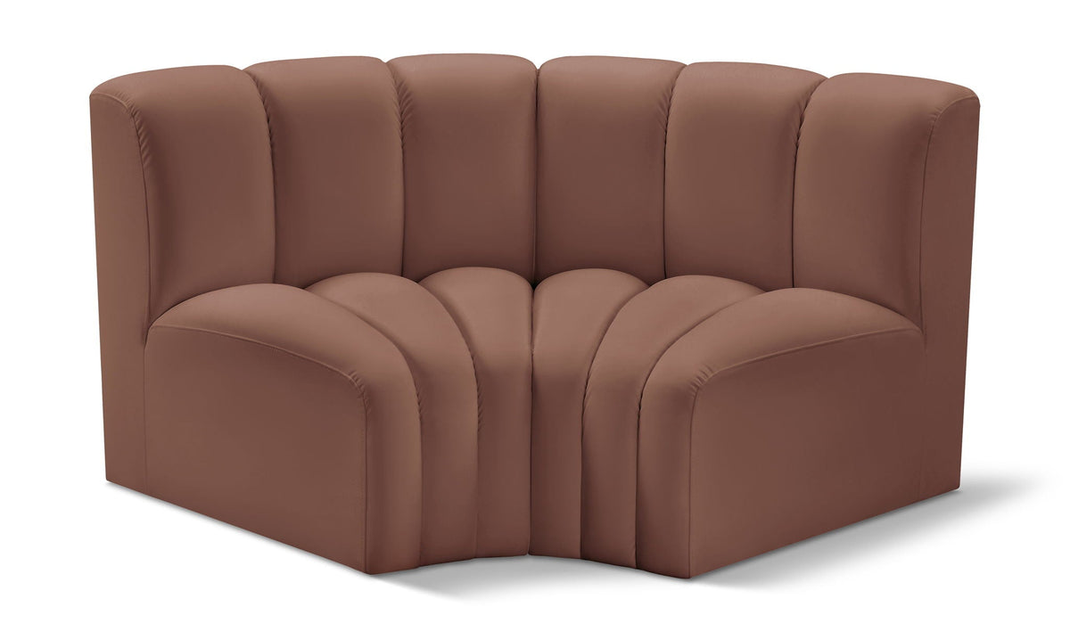 Arc Faux Leather Modular Sectional — 2-Piece Sofa (33" Deep) — Cognac