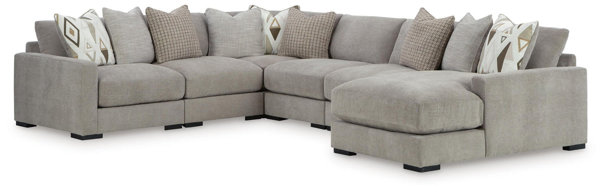 Aslan Court Pebble Modular Sectional — 6-Piece Sectional + Right-Arm Chaise