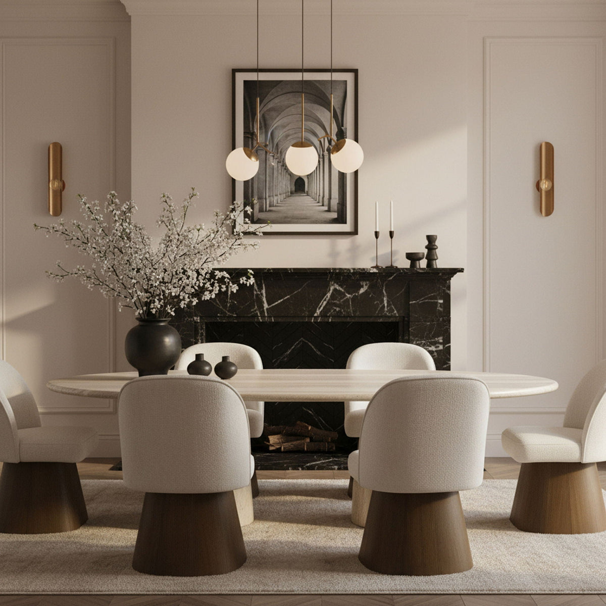 Marlowe Swivel Dining Side Chair with Brown Base