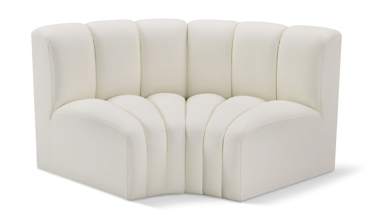 Arc Faux Leather Modular Sectional — 2-Piece Sofa (33" Deep) — Cream