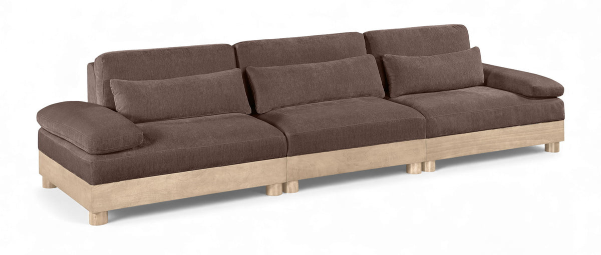 Turin Chenille Modular Sectional — 3-Piece Sofa (135.5" Wide) — Brown
