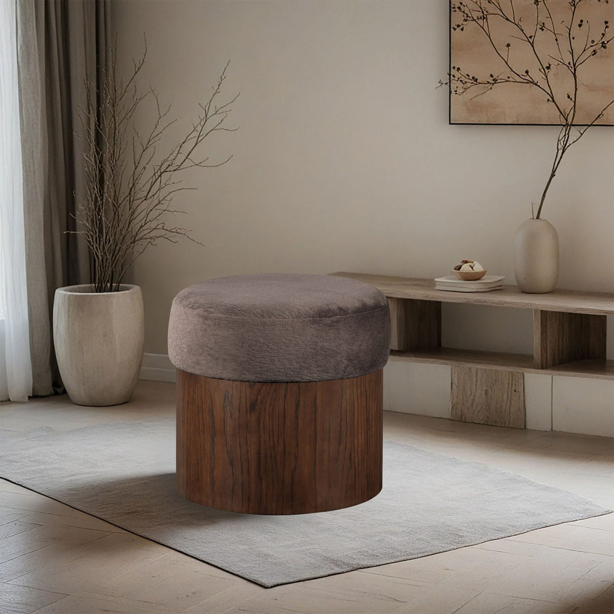 Nimes - Ottoman / Stool with Brown Base