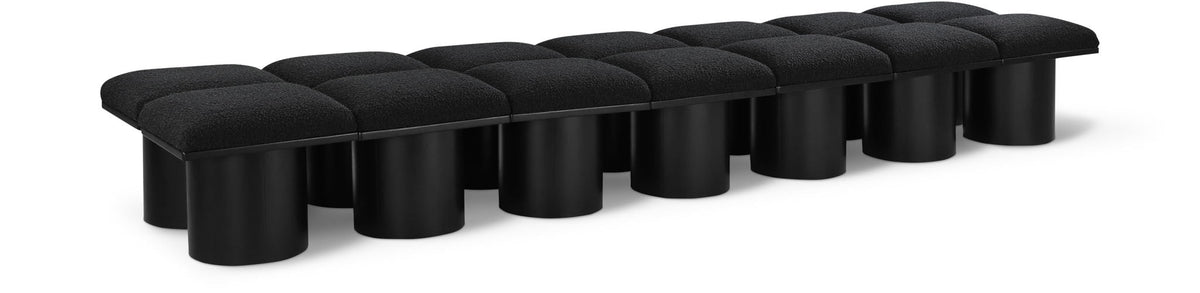 Pavilion Modular Bench 14-Piece Bench, 126"W x 31"D — Black / Black Base