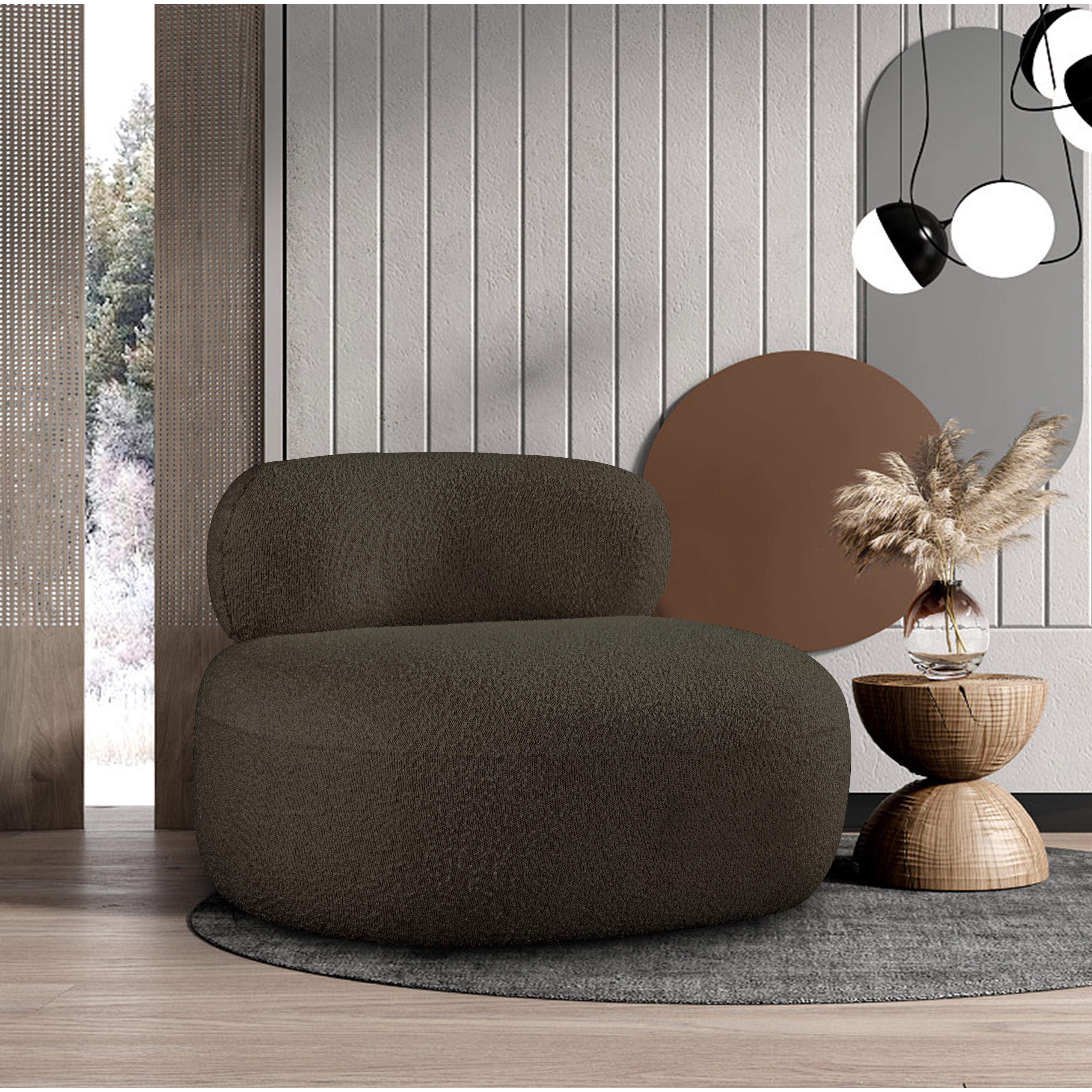 Meridian Venti Brown Boucle Fabric Chair