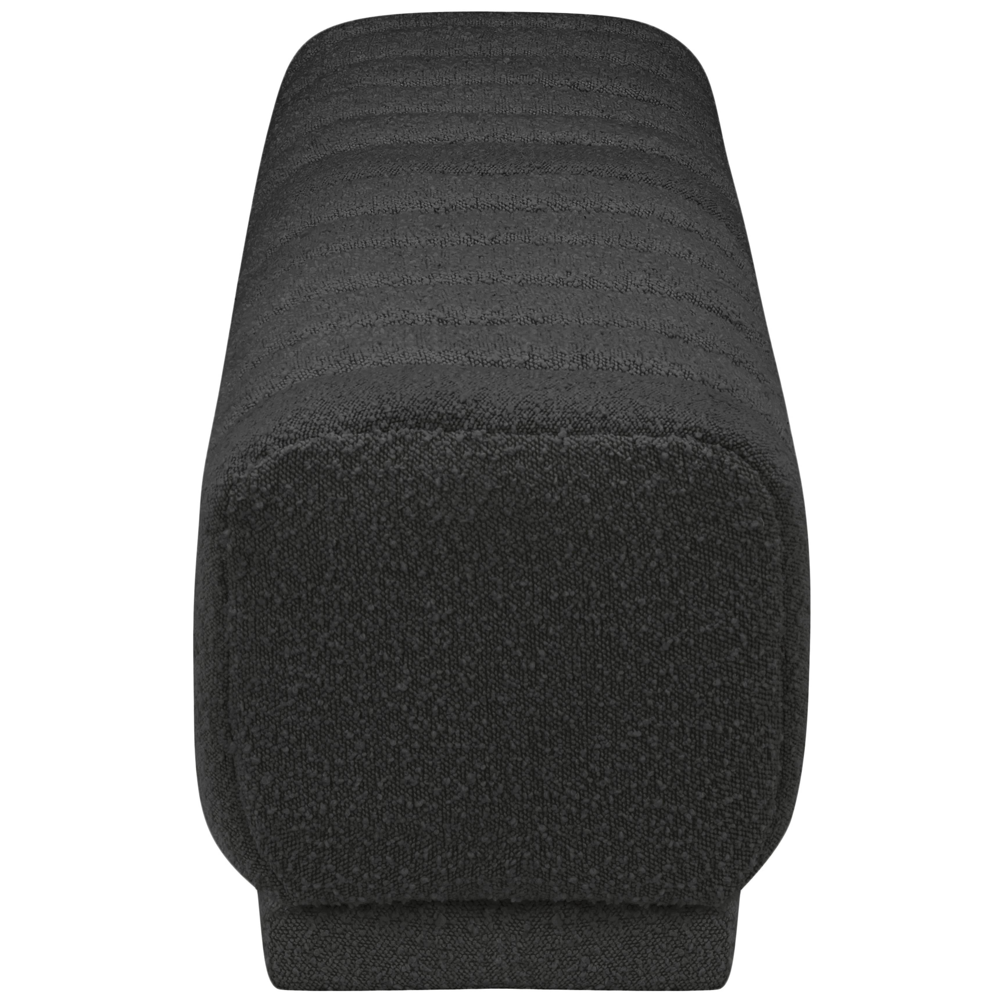 Meridian Heathrow Black Boucle Fabric Ottoman/Bench