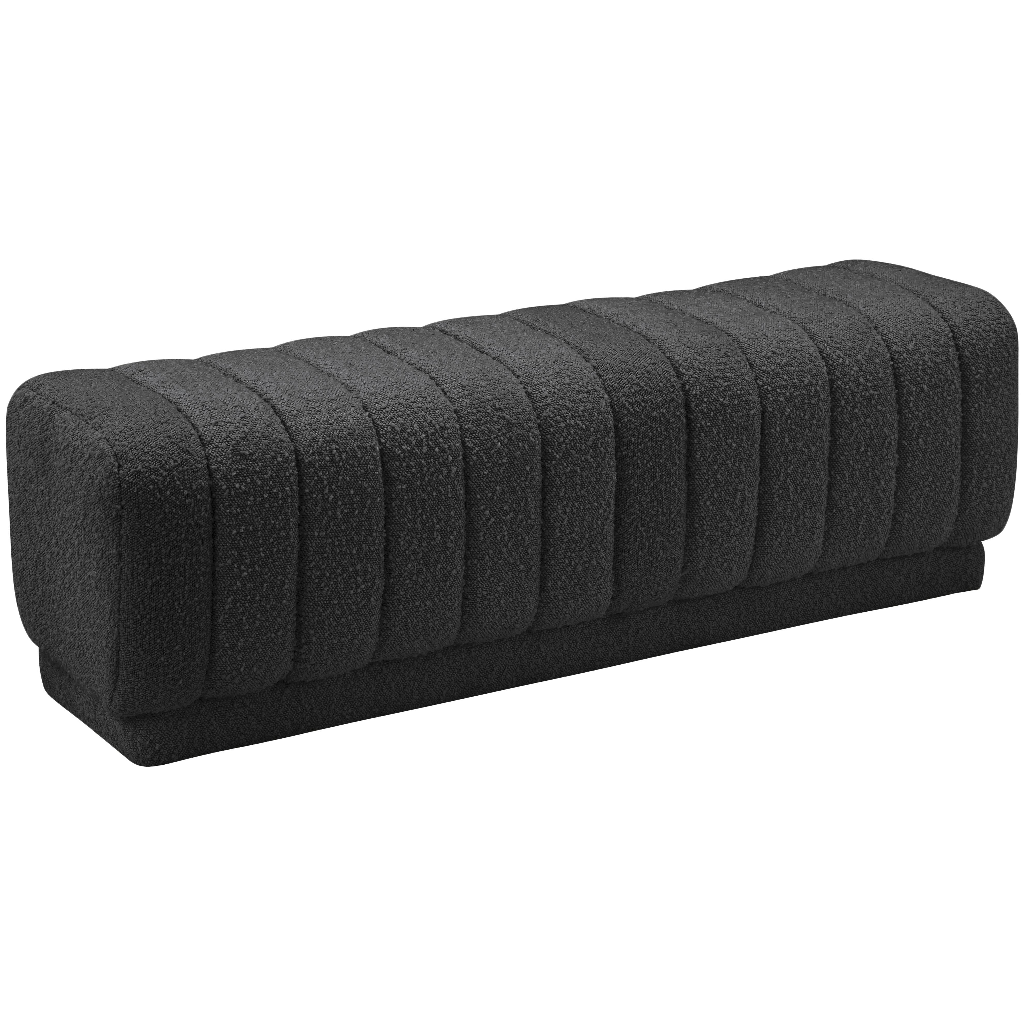 Meridian Heathrow Black Boucle Fabric Ottoman/Bench