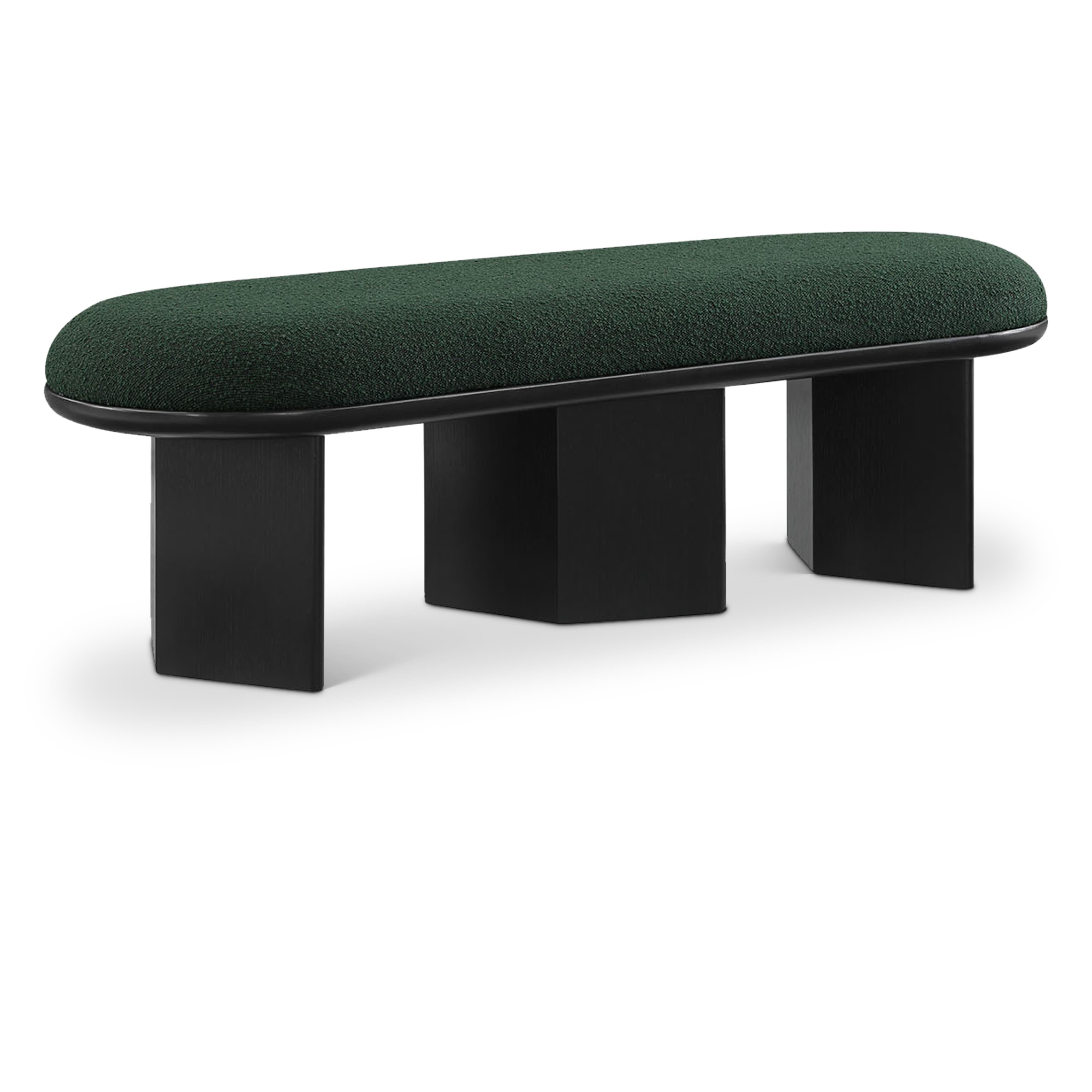 Meridian Wilshire Green Boucle Fabric Bench