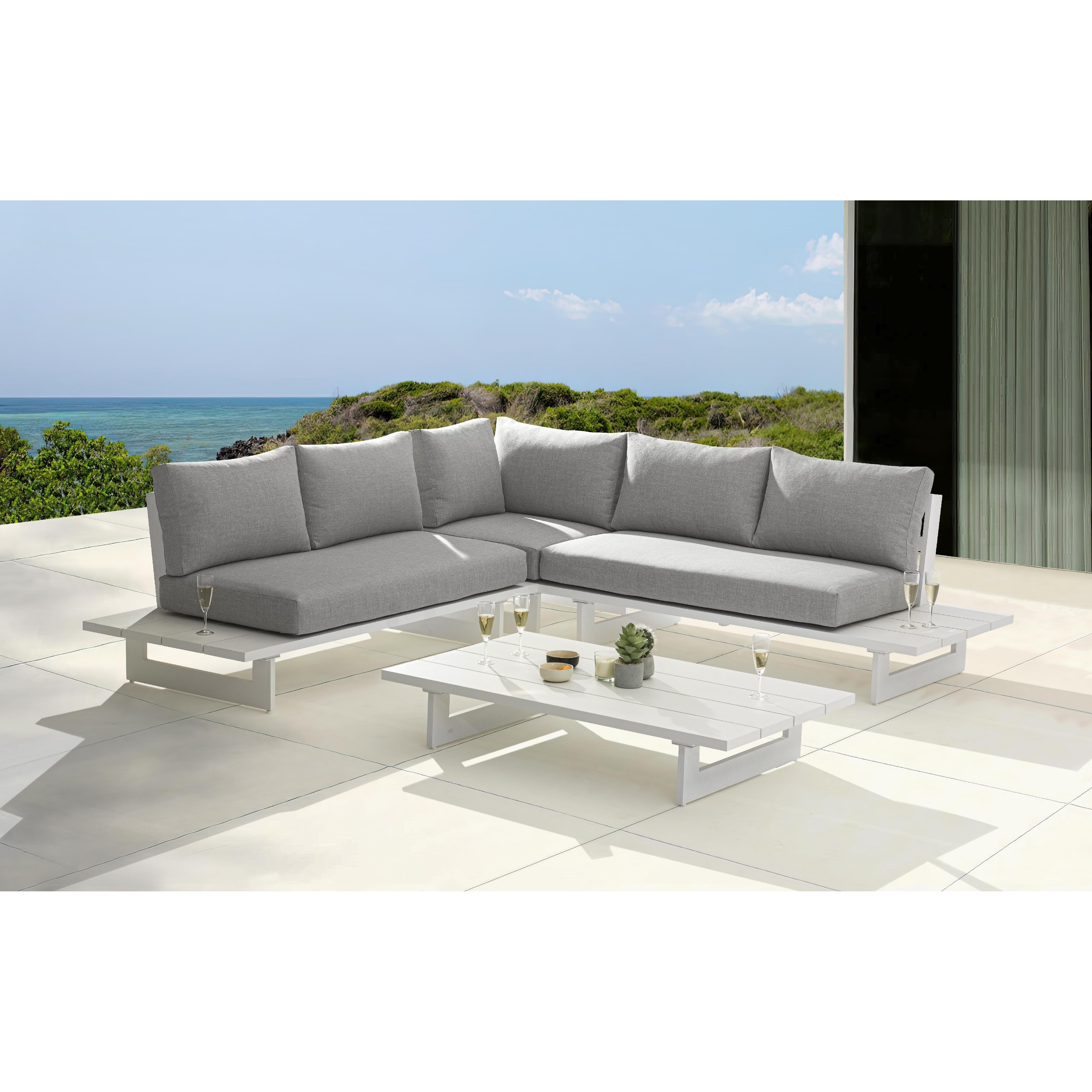 Meridian Maldives Grey Water Resistant Fabric Outdoor Patio Sectional (3 Boxes)