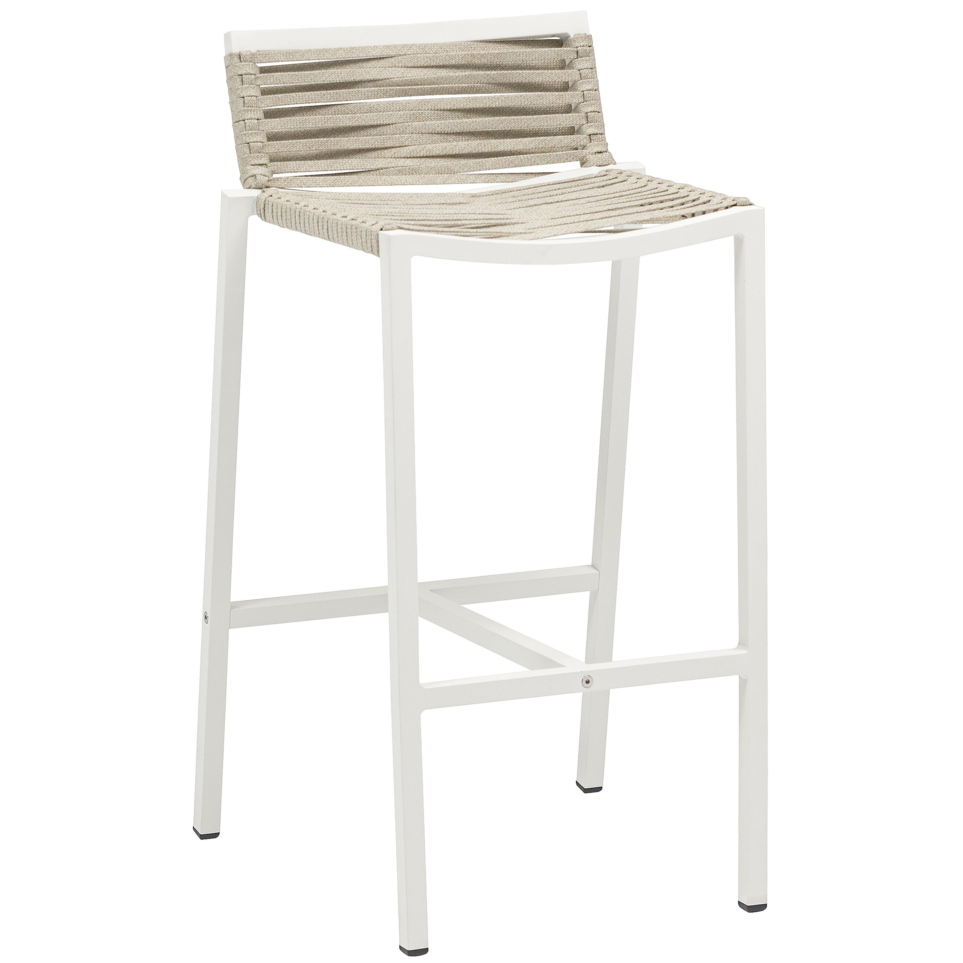 Meridian Maldives Cream Rope Fabric Outdoor Patio Barstool
