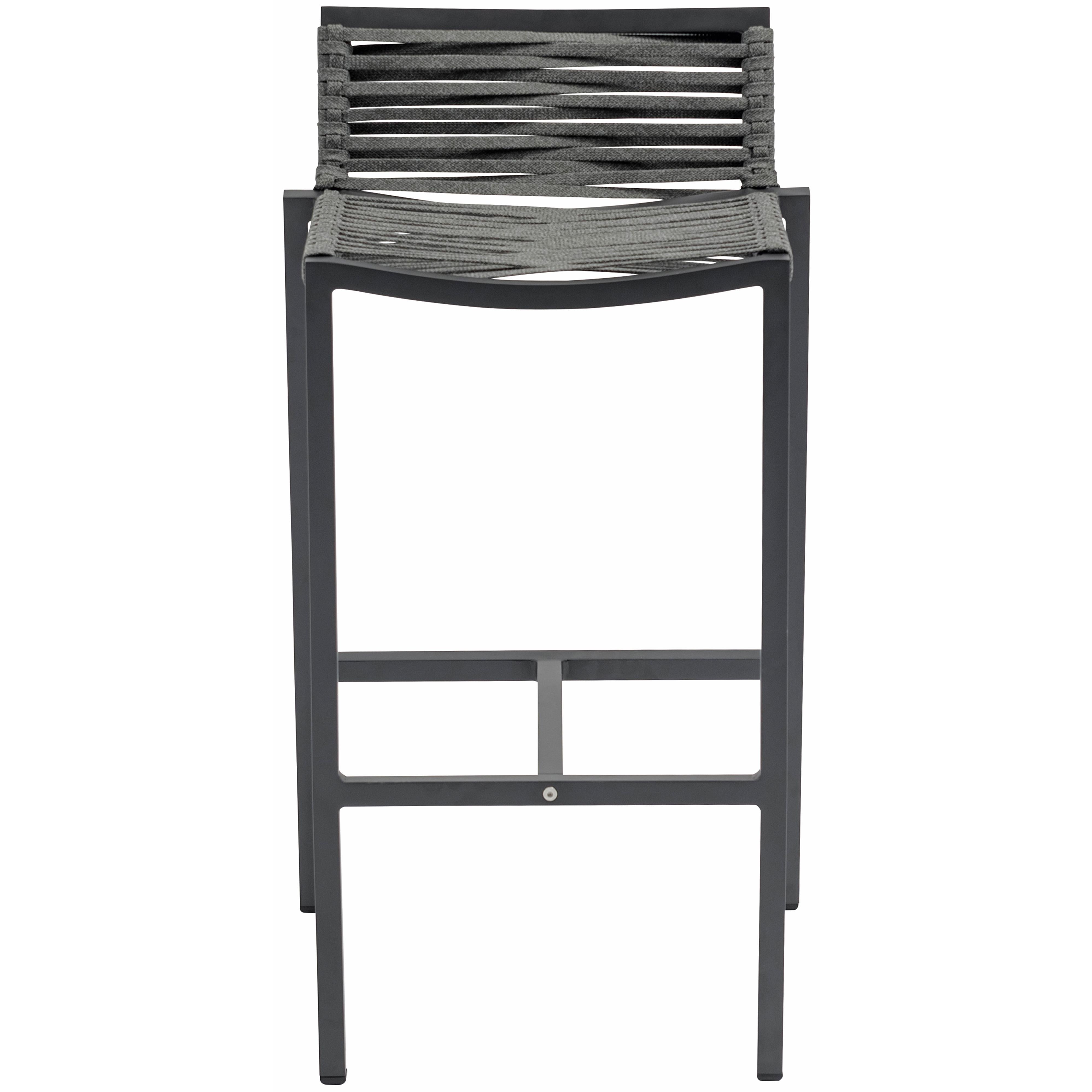 Meridian Maldives Grey Rope Fabric Outdoor Patio Barstool