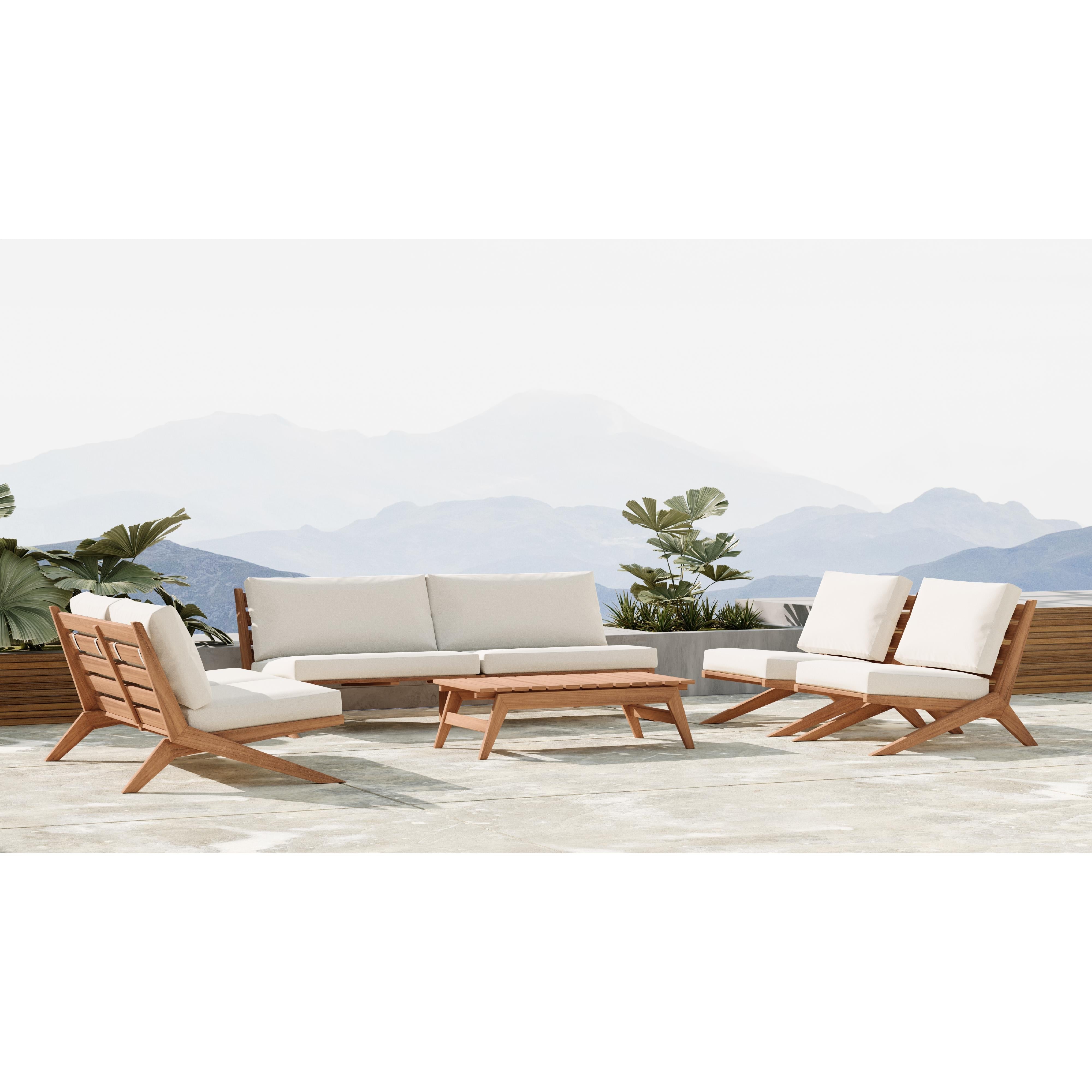 Meridian Tahiti Off White Water Resistant Fabric Outdoor Sofa