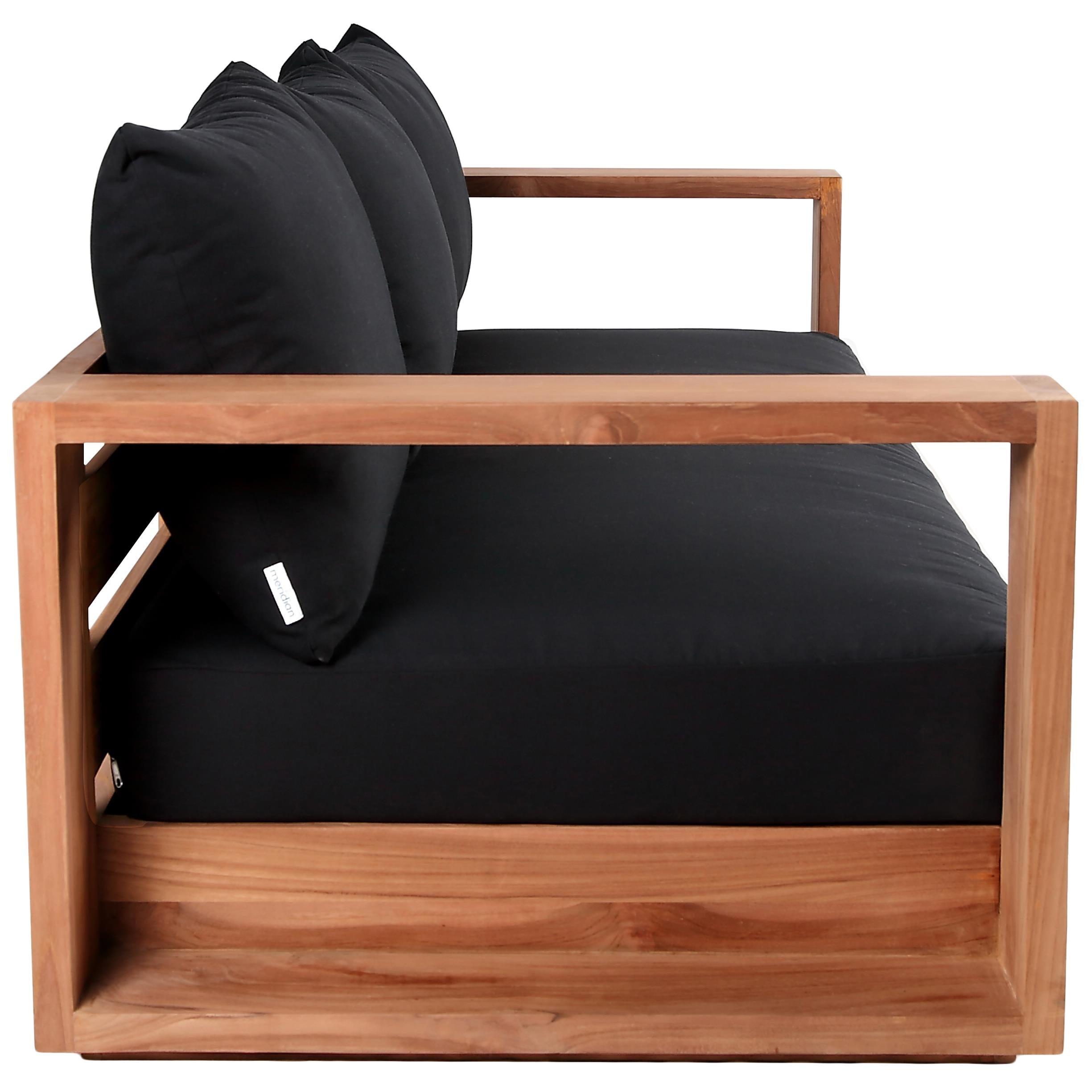 Meridian Tulum Black Water Resistant Fabric Outdoor Sofa