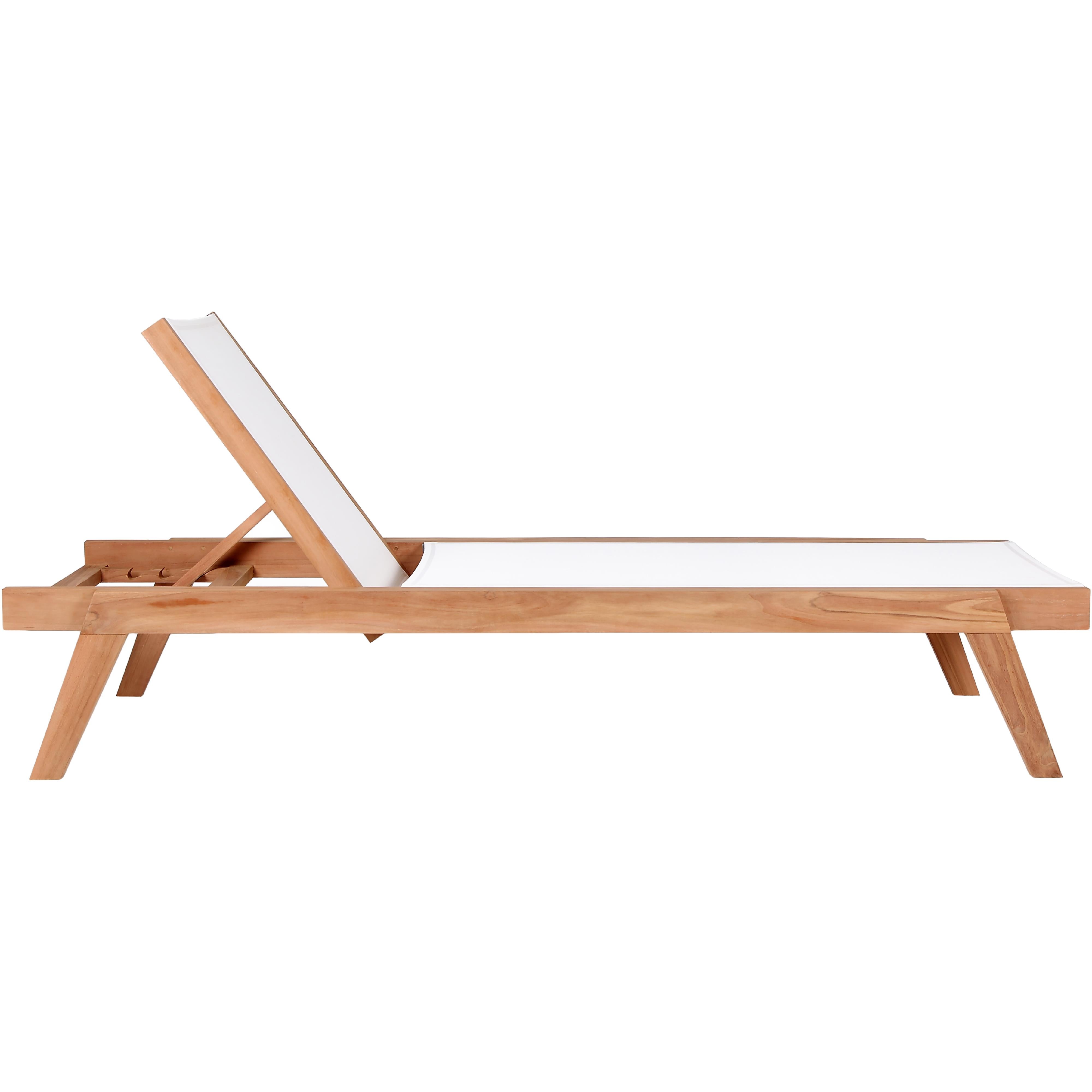 Meridian Tulum Off White Water Resistant Fabric Outdoor Patio Lounger