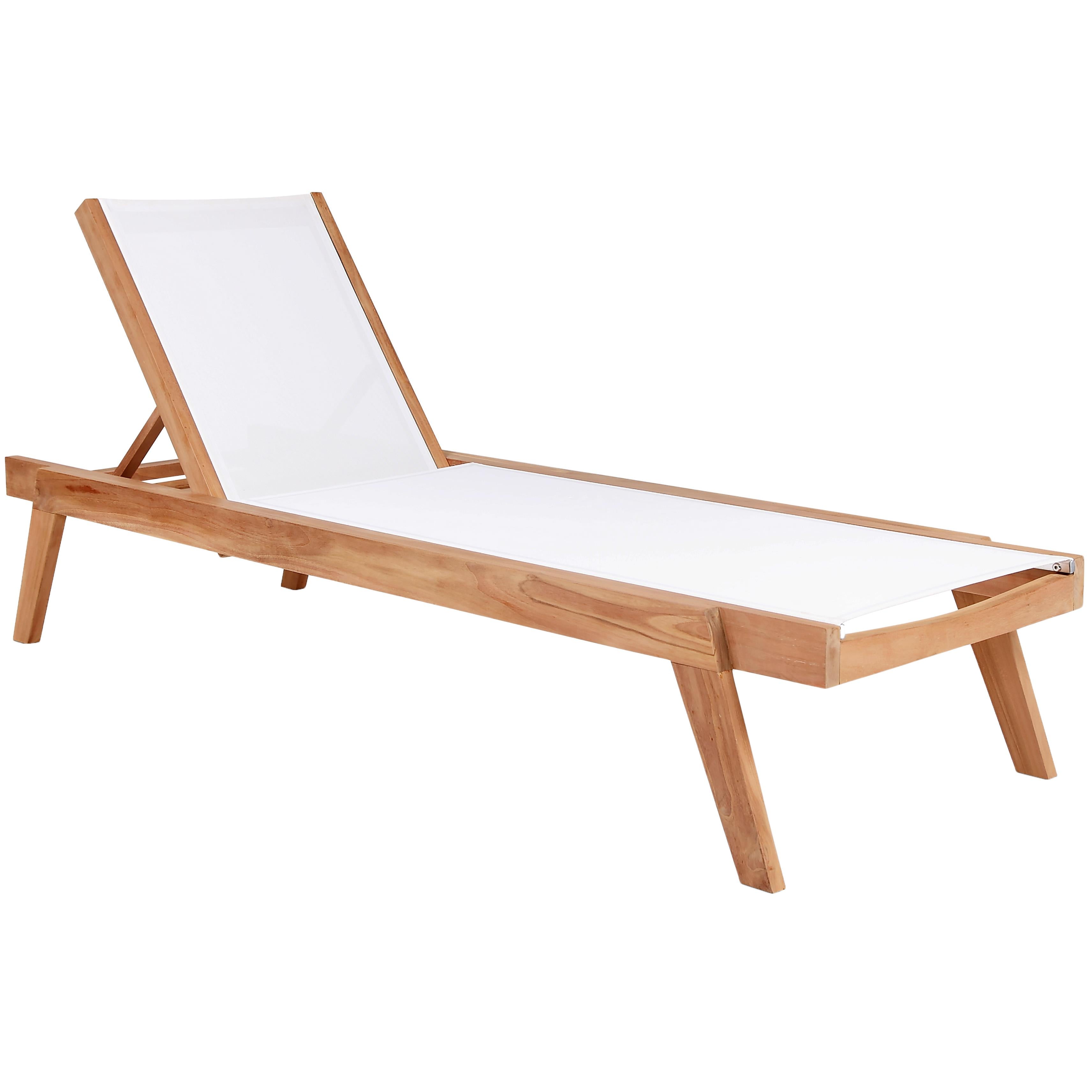 Meridian Tulum Off White Water Resistant Fabric Outdoor Patio Lounger