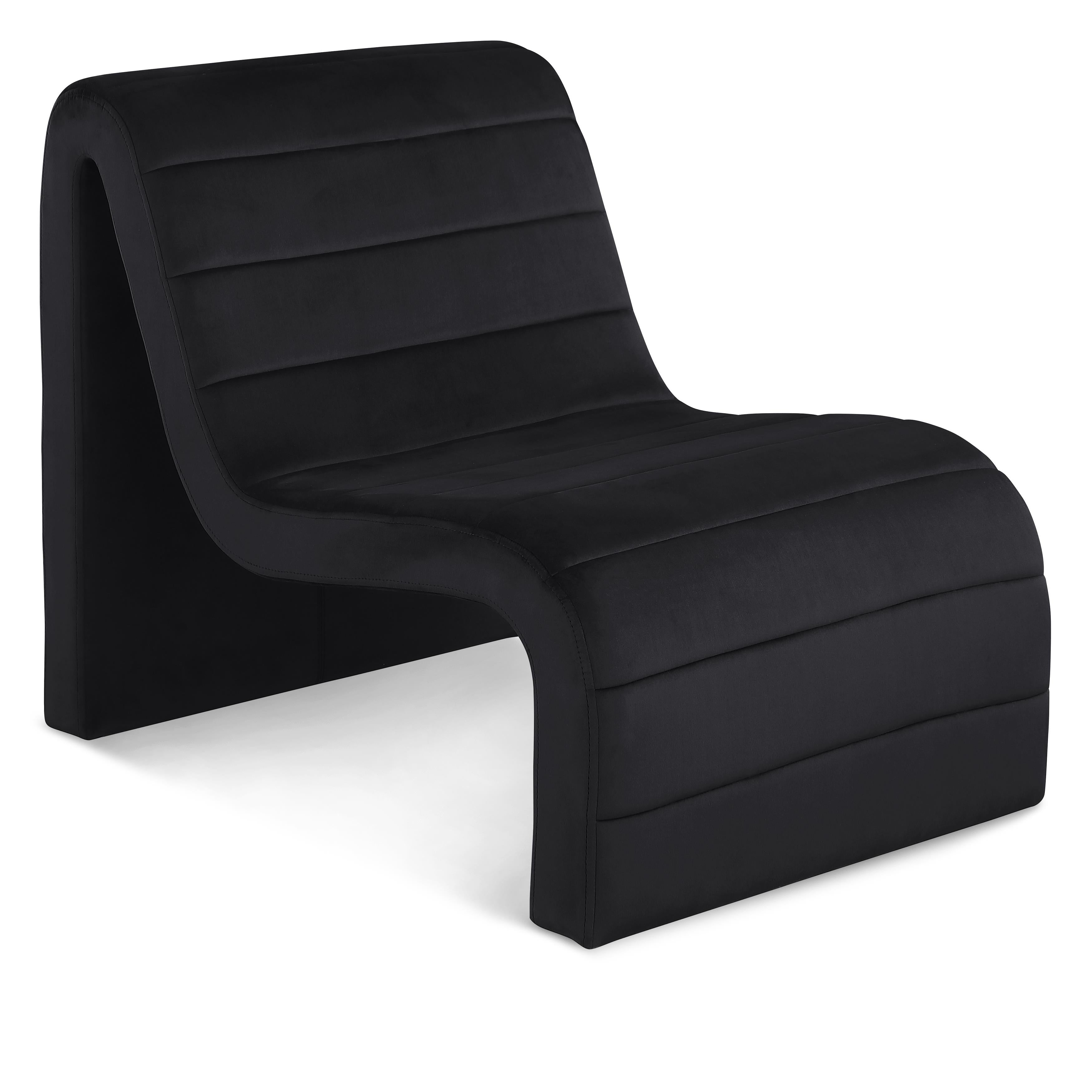 Meridian Ivy Black Velvet Accent Chair
