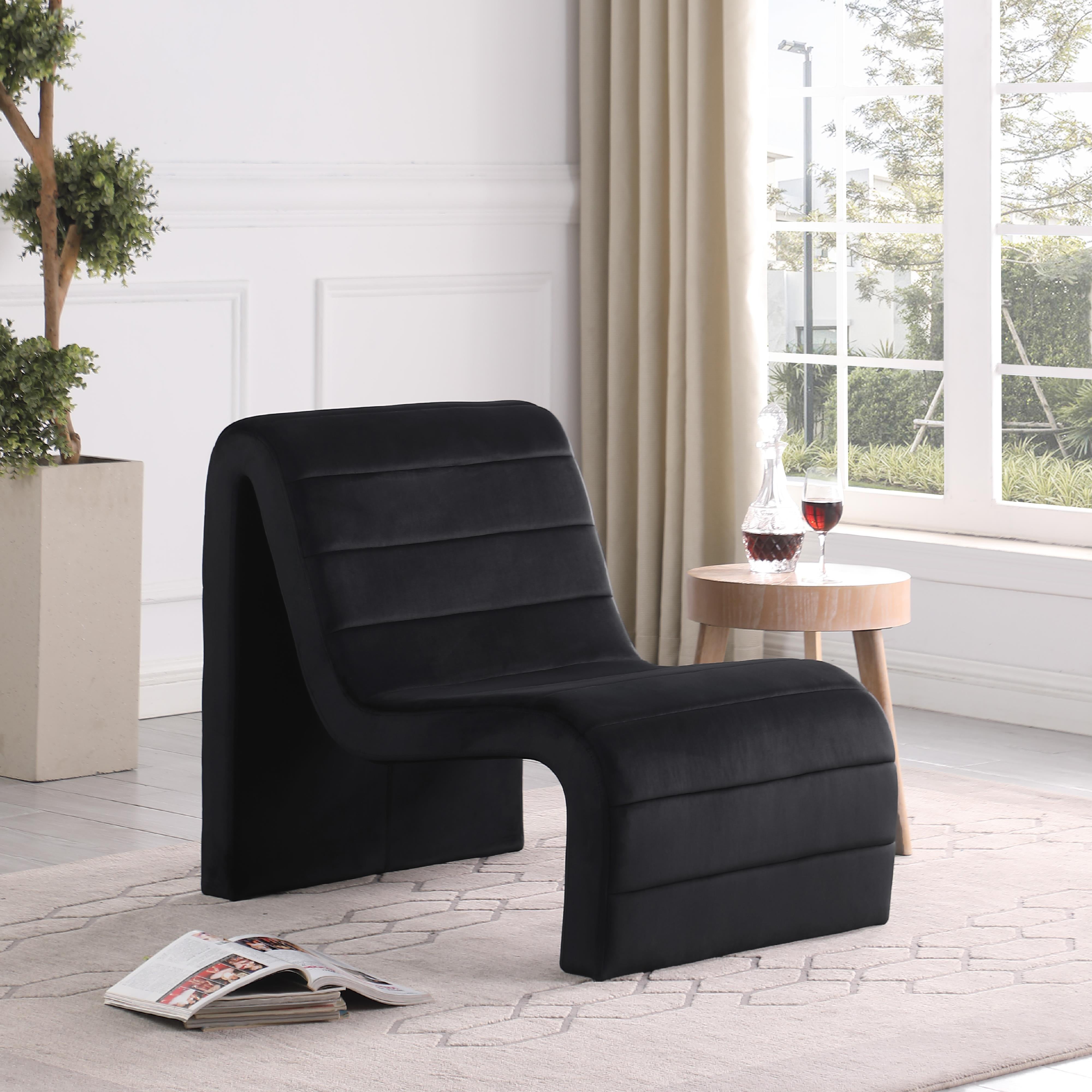 Meridian Ivy Black Velvet Accent Chair