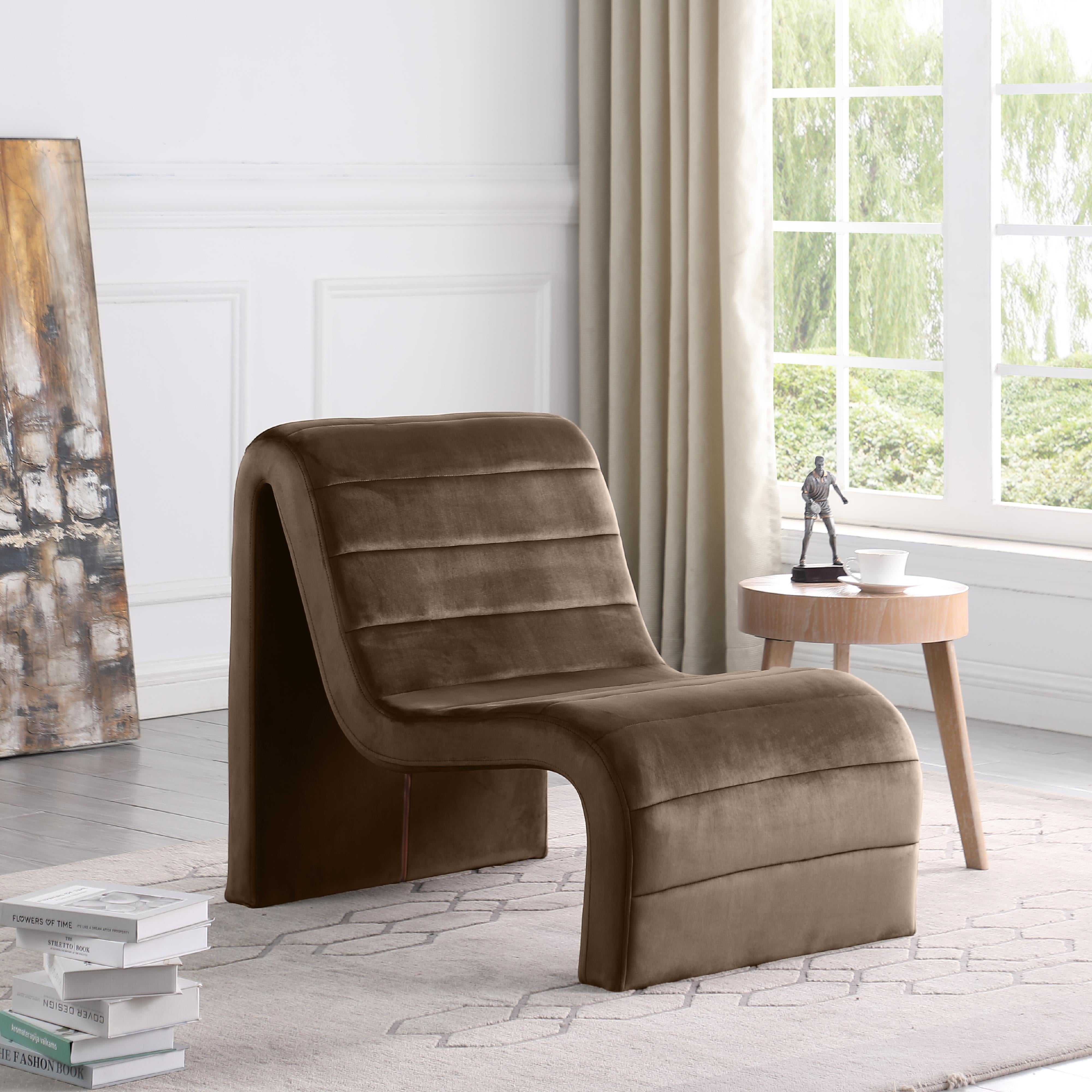 Meridian Ivy Brown Velvet Accent Chair