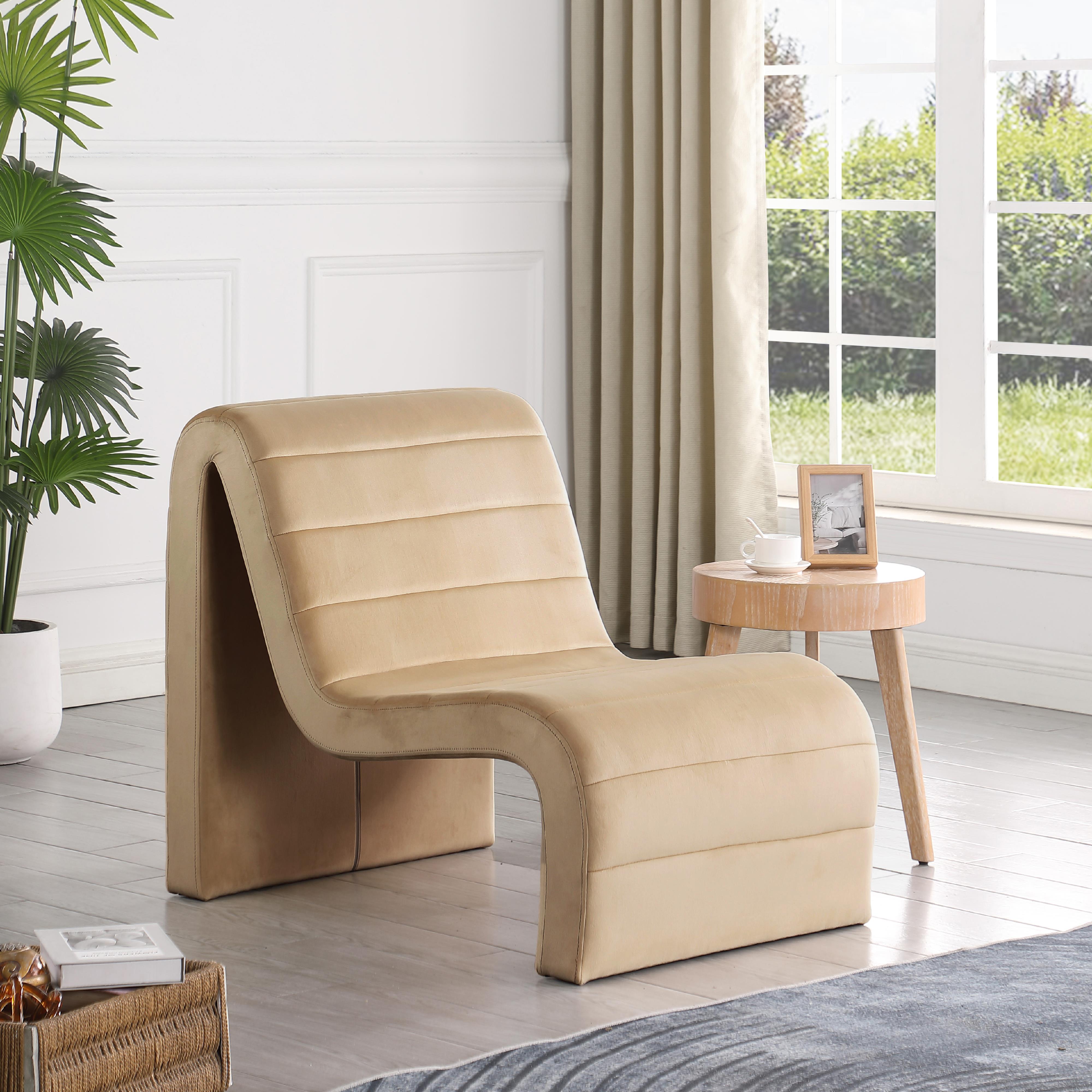 Meridian Ivy Camel Velvet Accent Chair