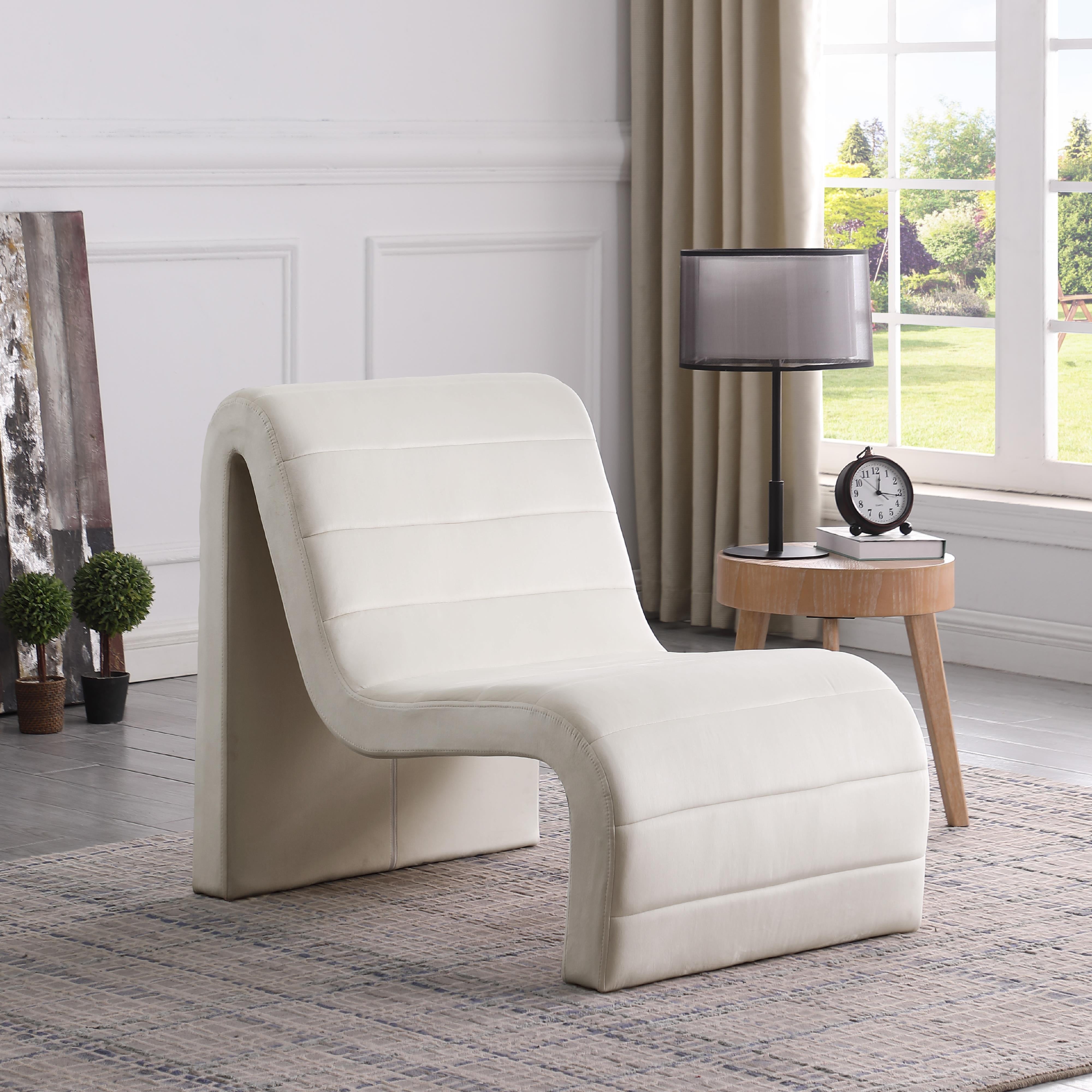 Meridian Ivy Cream Velvet Accent Chair
