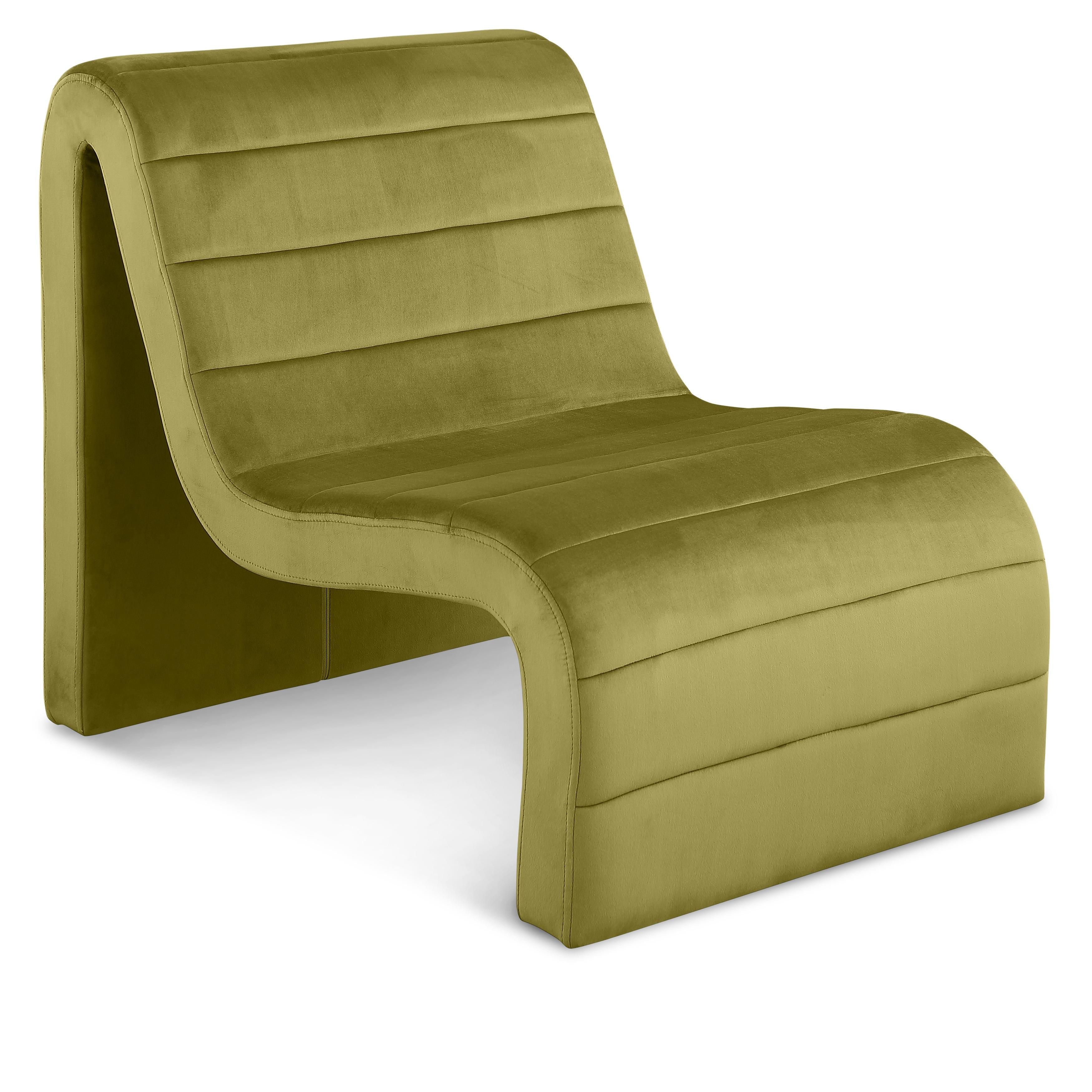 Meridian Ivy Olive Velvet Accent Chair