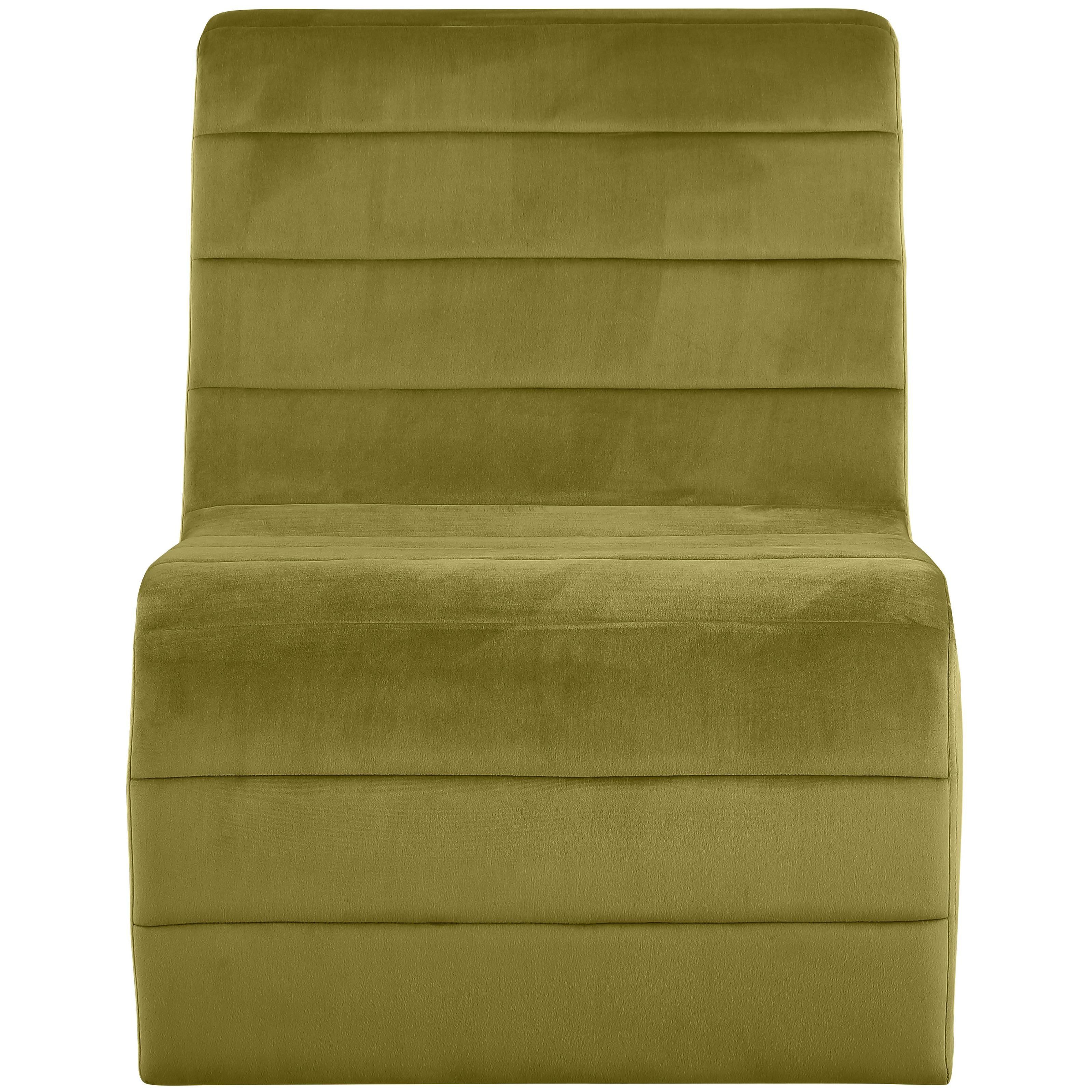 Meridian Ivy Olive Velvet Accent Chair