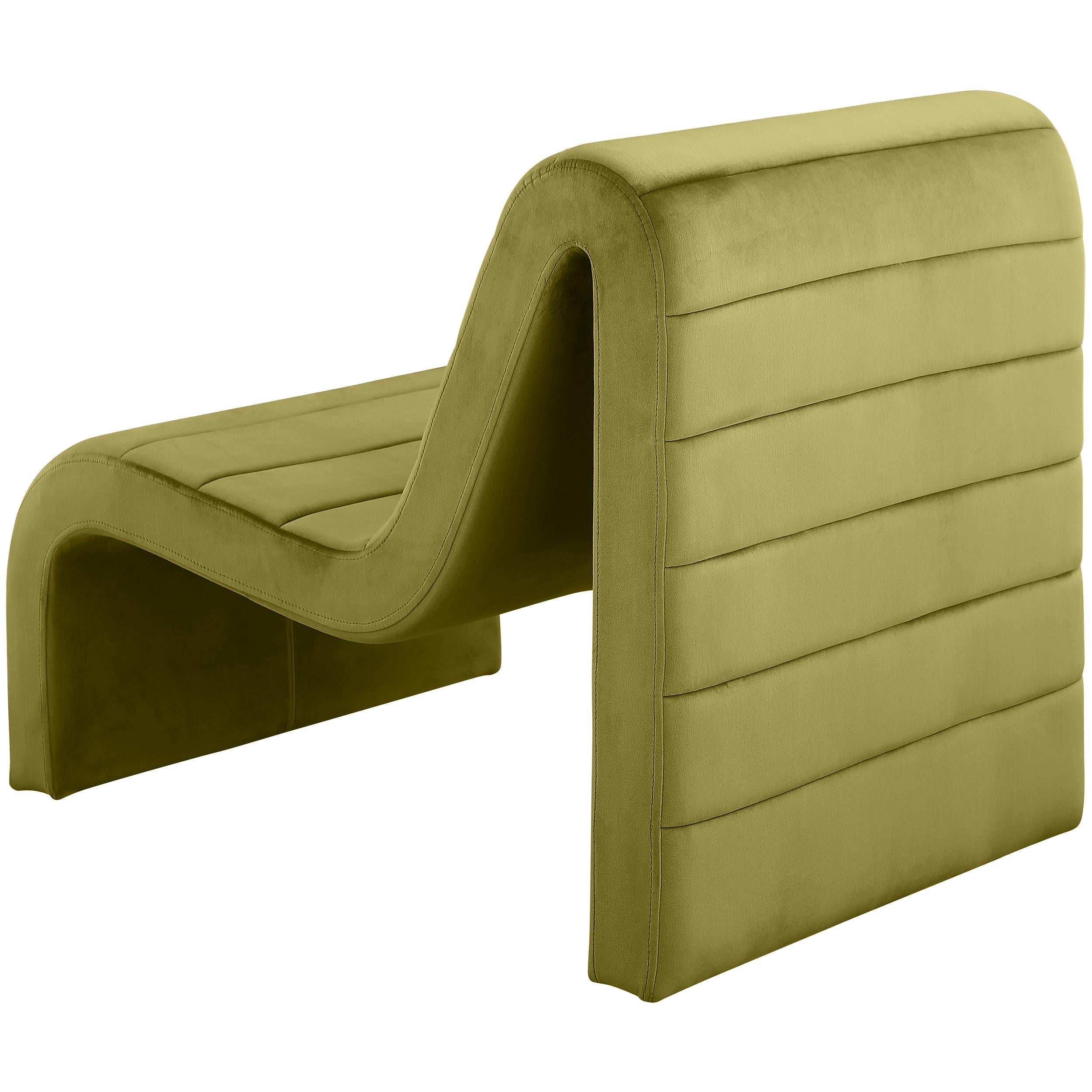 Meridian Ivy Olive Velvet Accent Chair