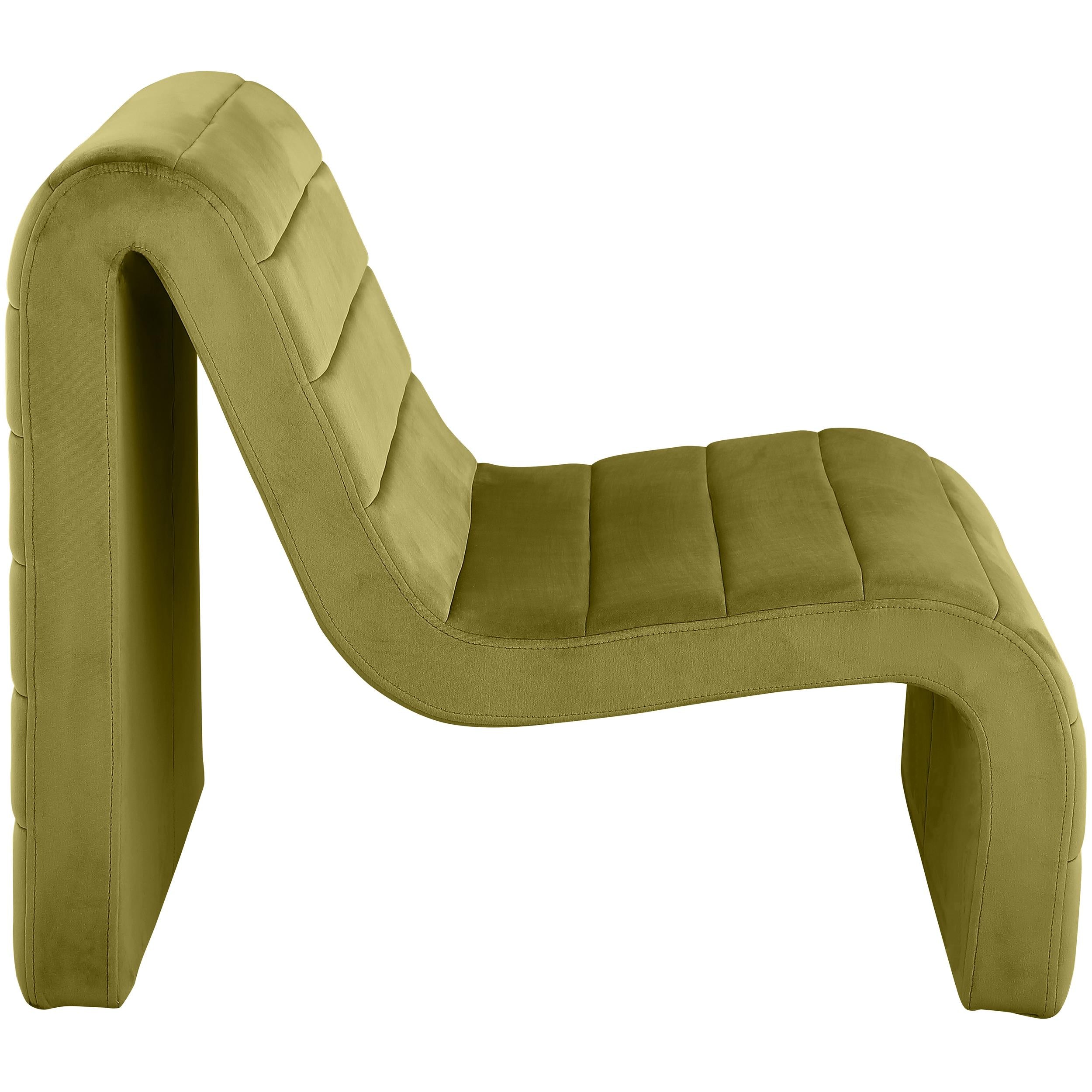Meridian Ivy Olive Velvet Accent Chair