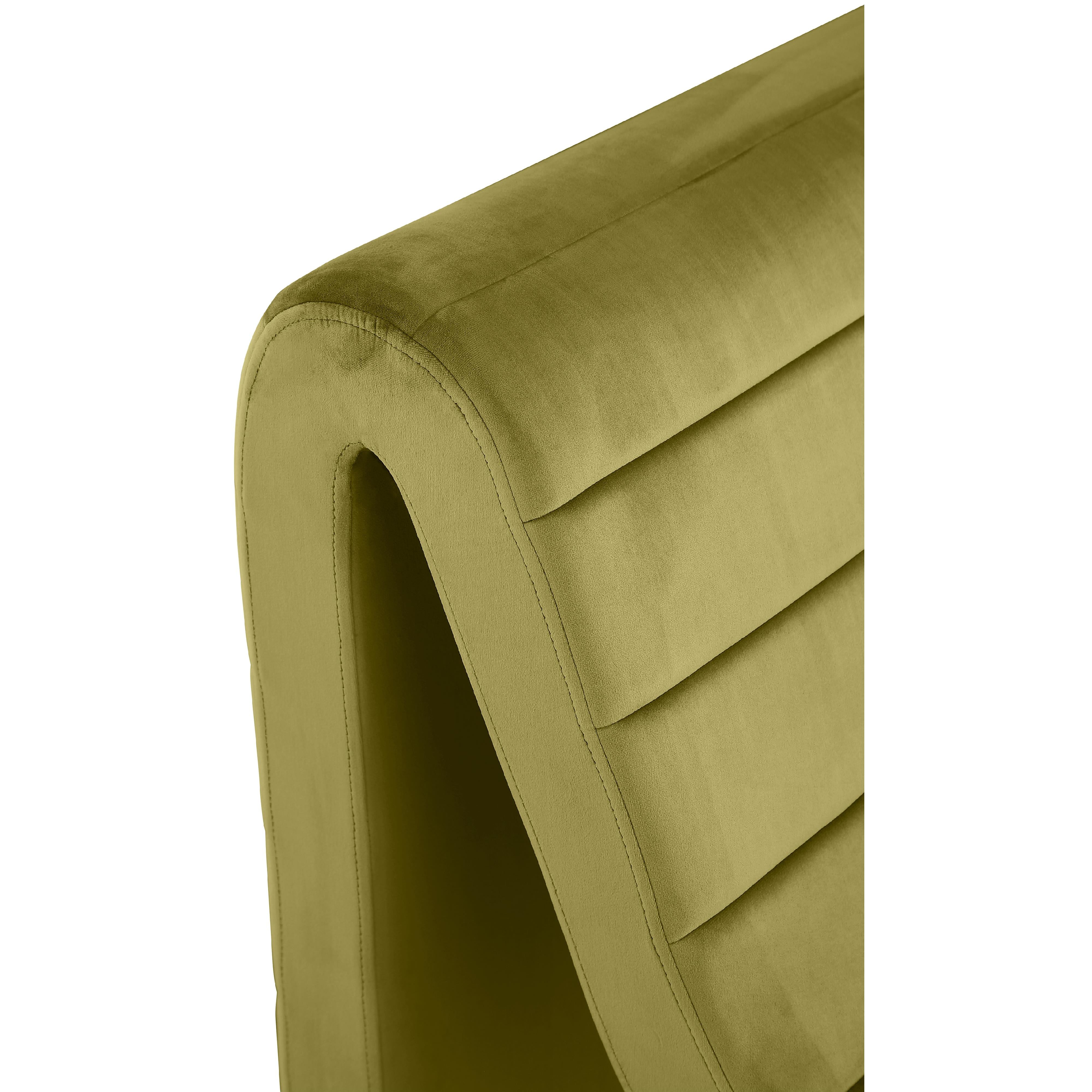 Meridian Ivy Olive Velvet Accent Chair
