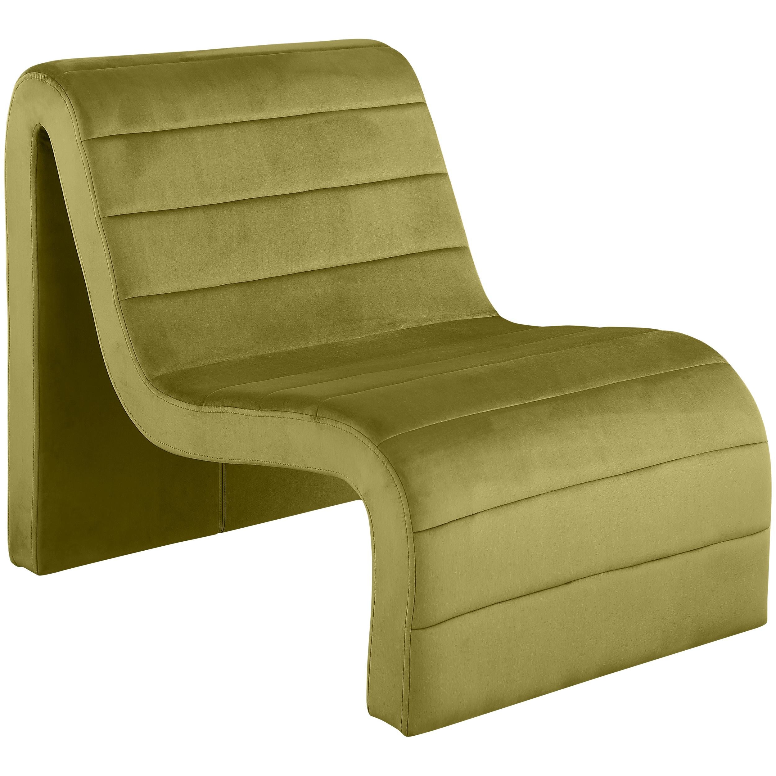 Meridian Ivy Olive Velvet Accent Chair