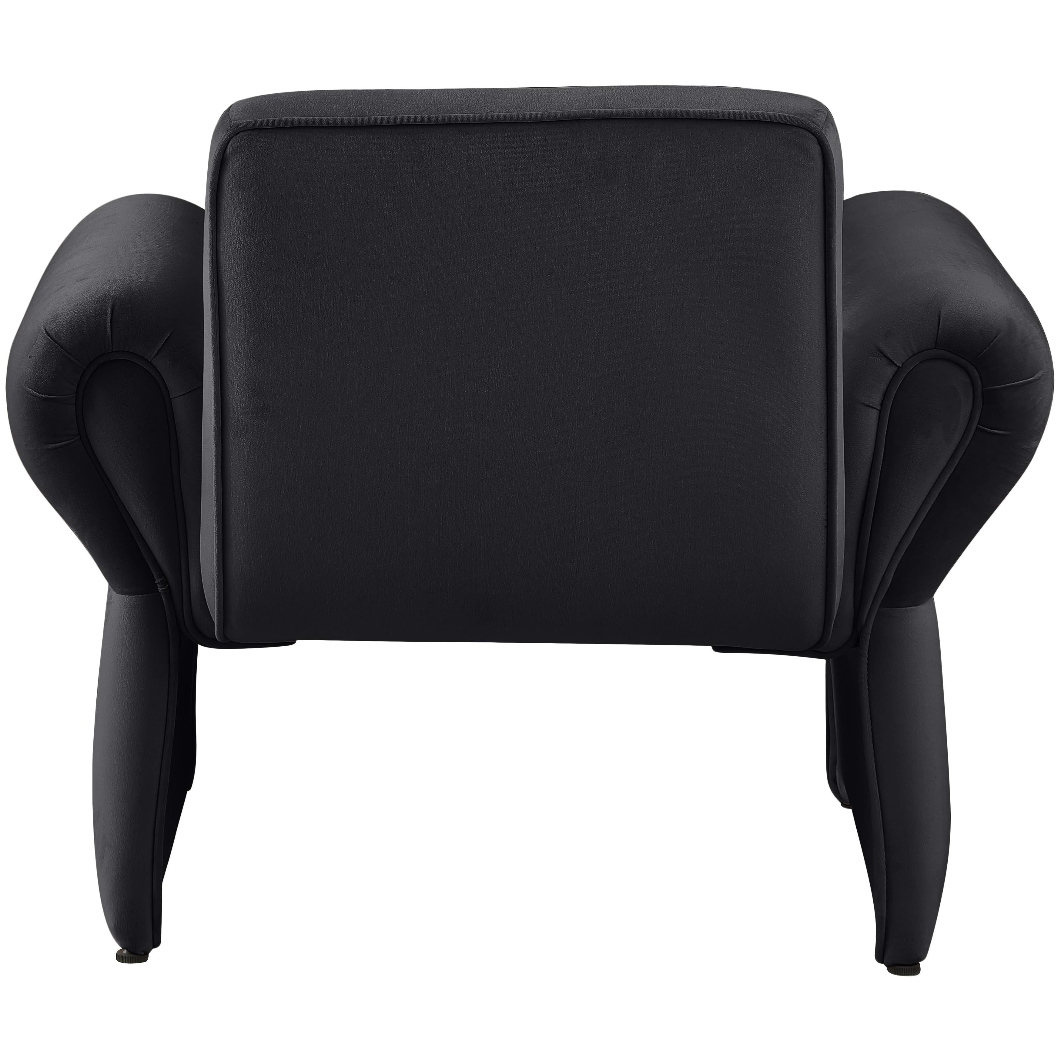 Meridian Fleurette Black Velvet Accent Chair